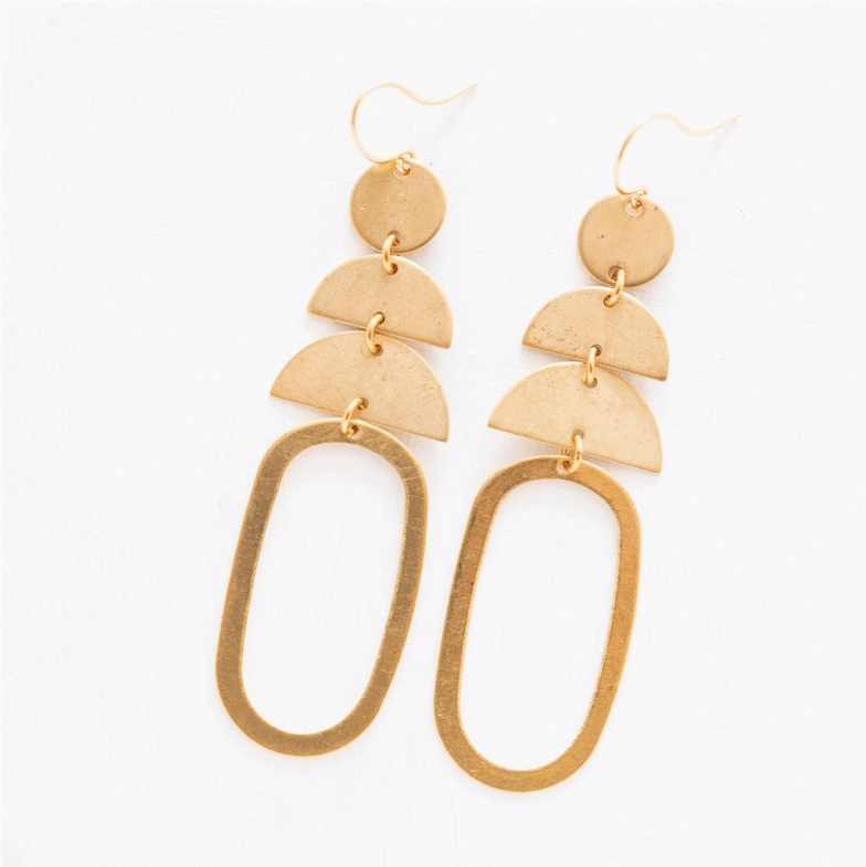 Oval And Moon Earrings