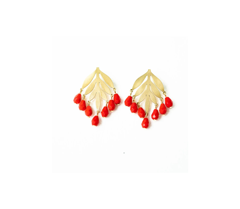 Beaded Botanical Chandelier Studs