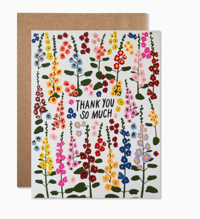 Thank You Hollyhocks Card