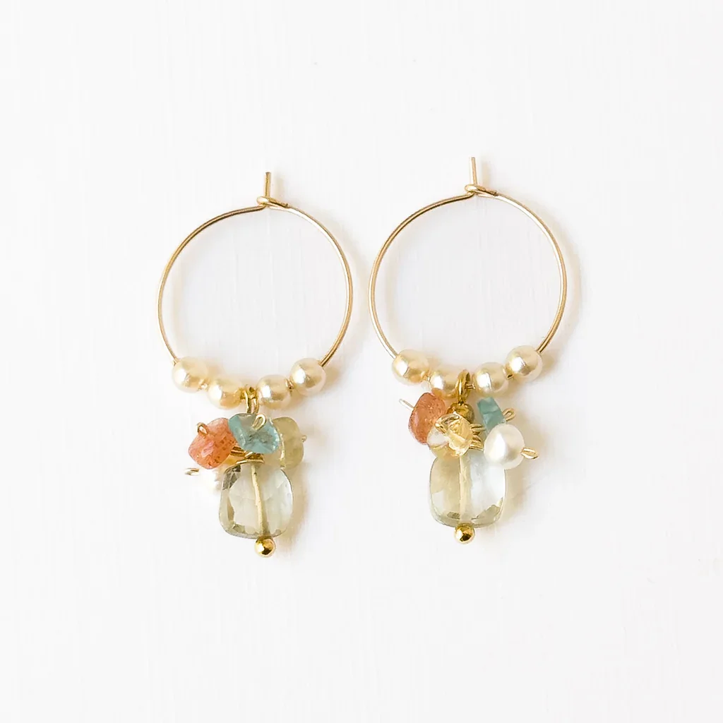 Gold Filled Hoops with Pearls and Crystals