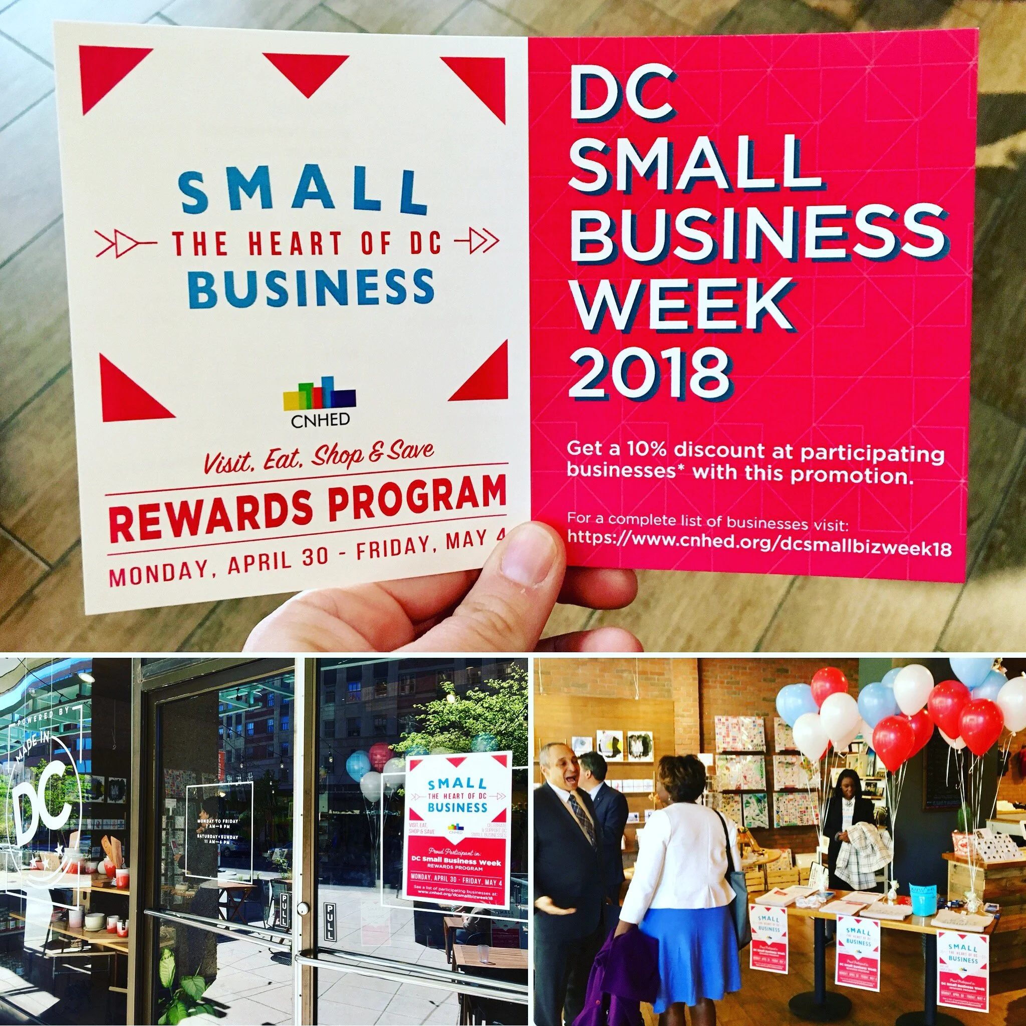2018 DC Small Business Week logo, posters, and postcards for the Coalition for Nonprofit Housing & Economic Development (CNHED)