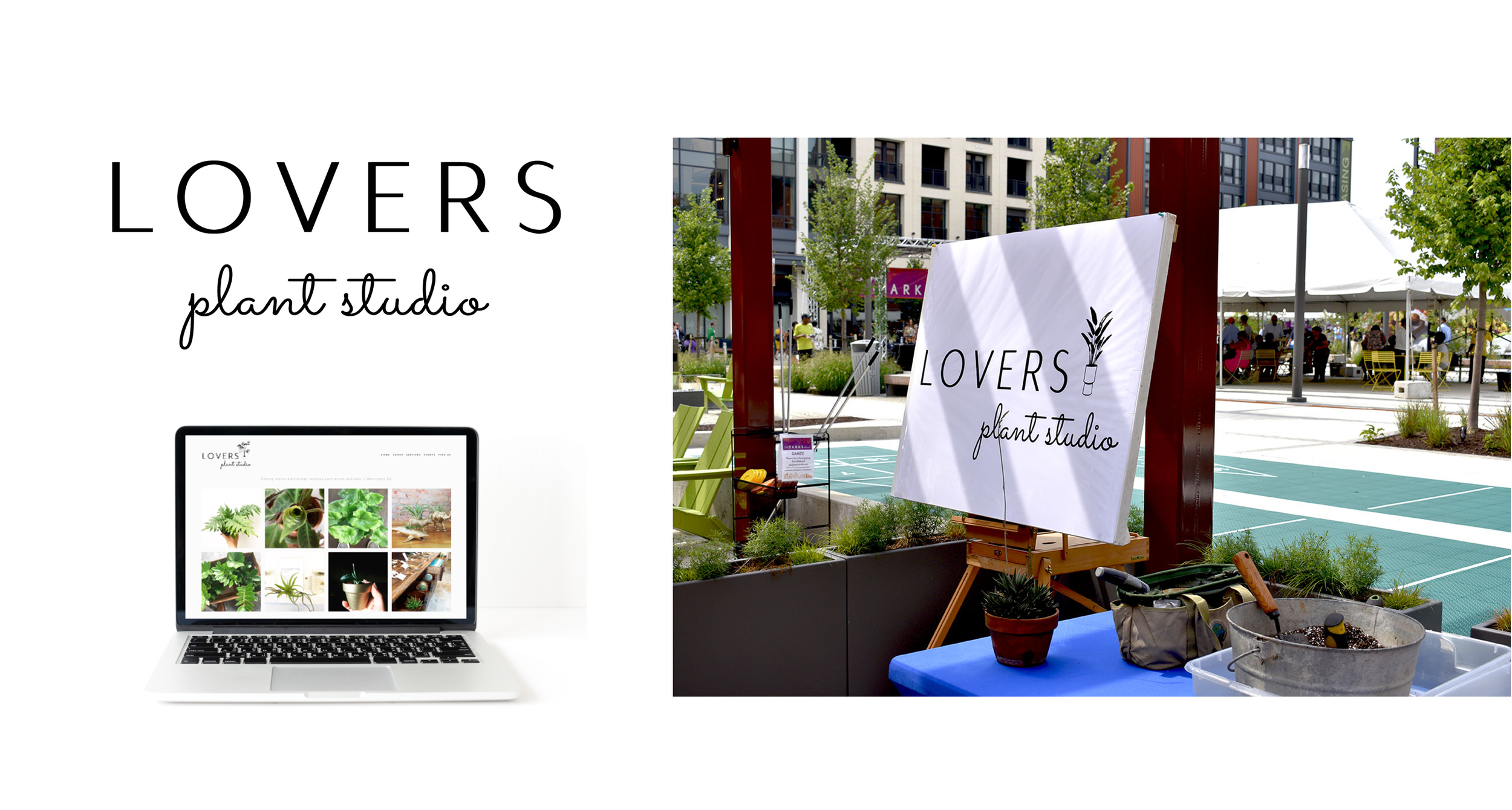 L O V E R S Plant Studio logo, website, plant tags and graphic icons