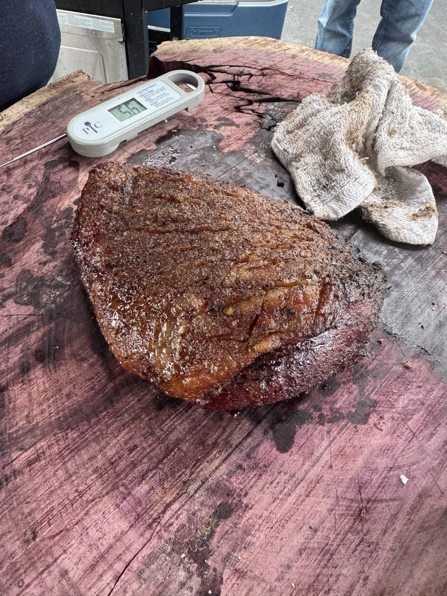 Smoked picanha cooked with Backyard Spice Company seasoning