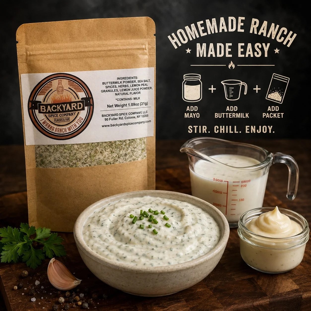 I Wanna Ranch With You ranch packet with mayonnaise, buttermilk, and mixed ranch dressing
