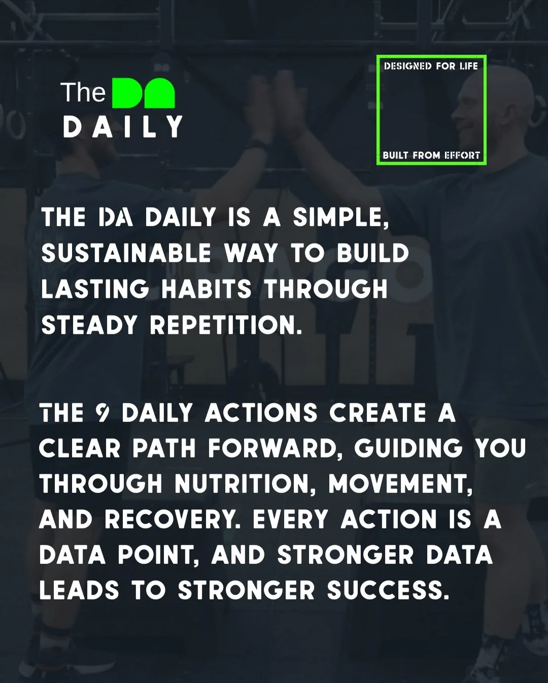 NEW FOR 2026 - The D.A Daily - Success Tracker Program

Each year we aim to provide some form of a challenge / program for our members that allows them to focus on creating positive habits which take them closer to a defined goal. It's normally nutri