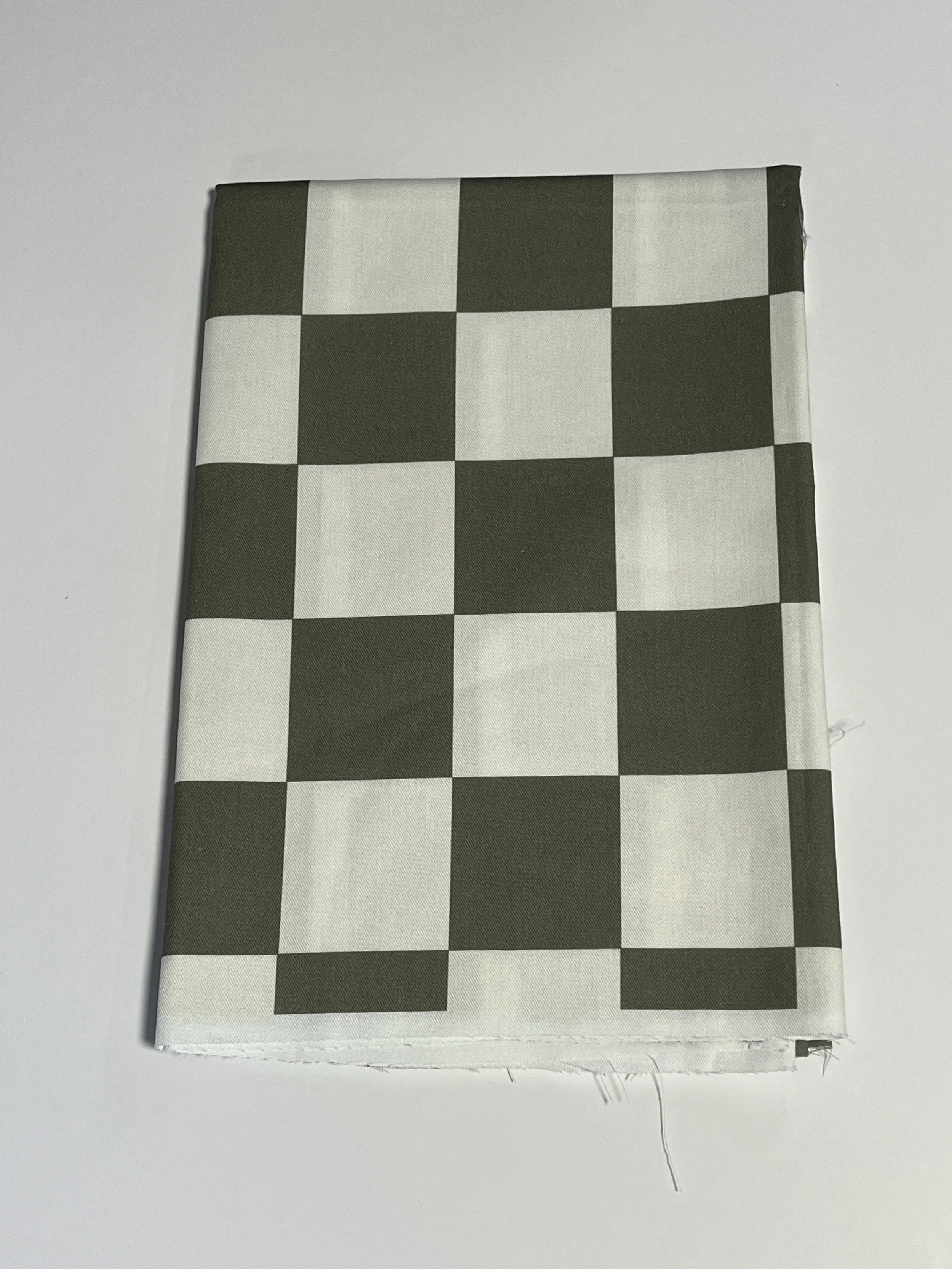Olive Checker MD Scale cotton twill