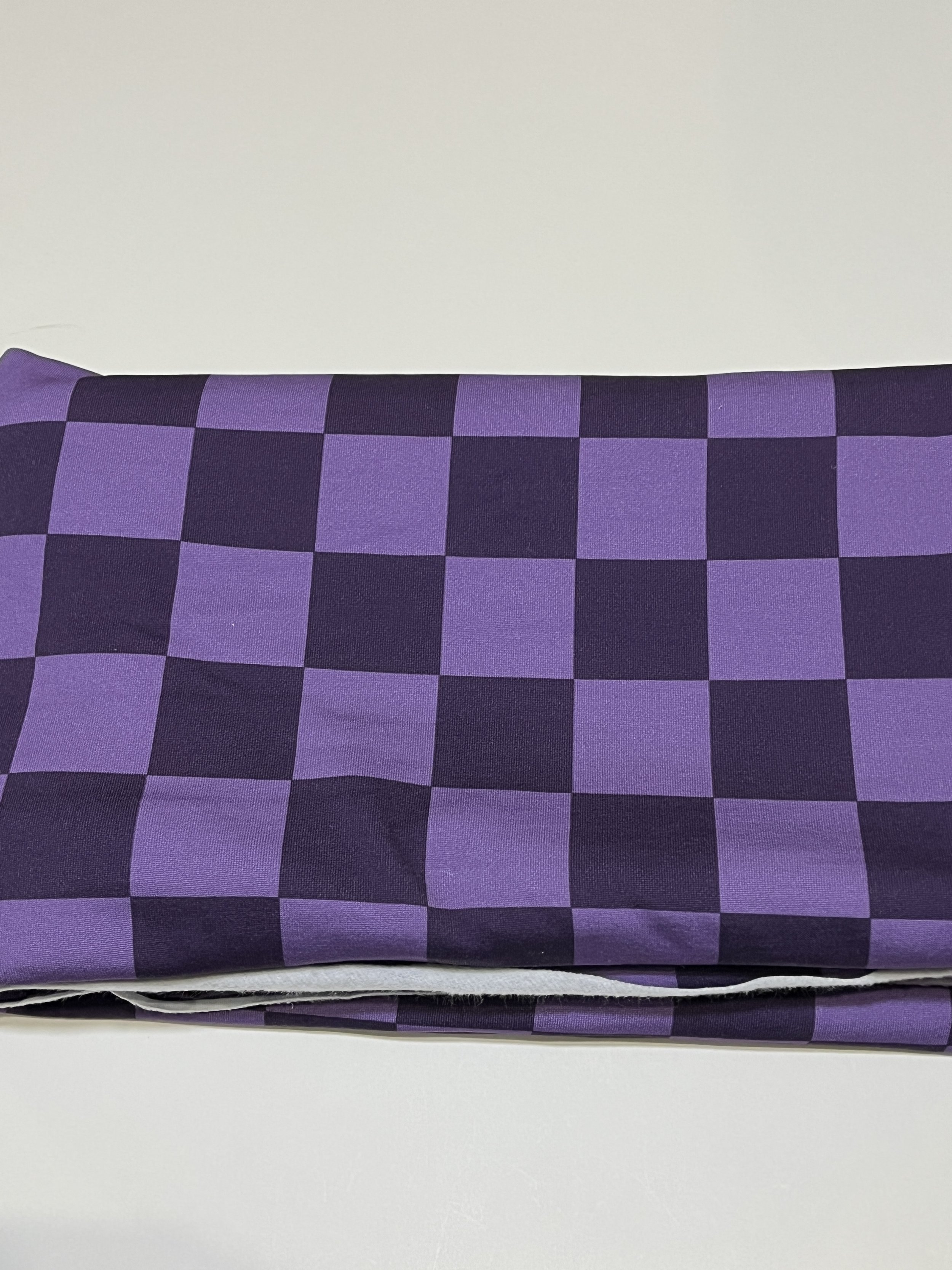 Purple Checker MD Scale Brushed Cotton French Terry