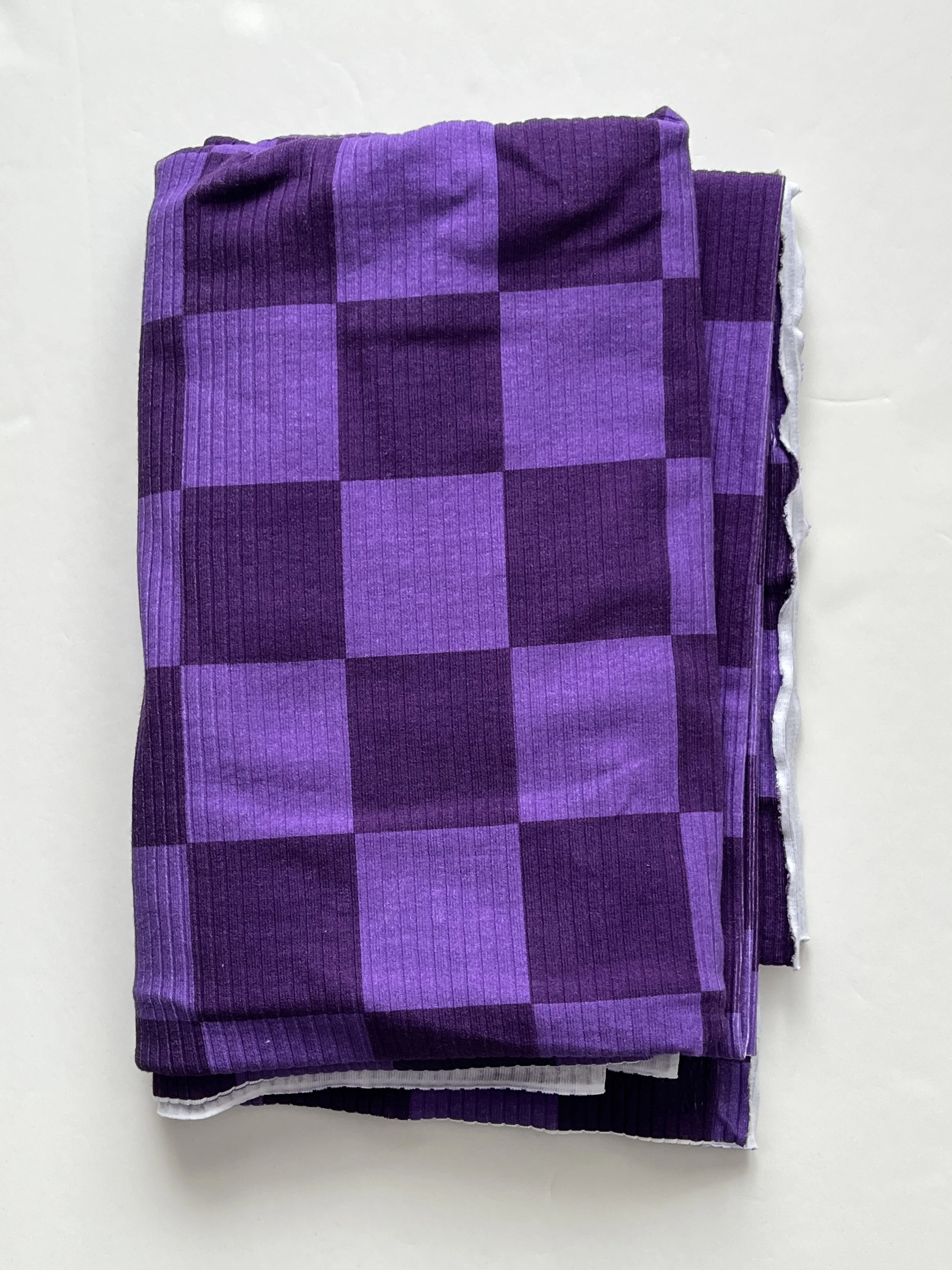 Purple Checks MD Scale Brushed Cotton Ribbing