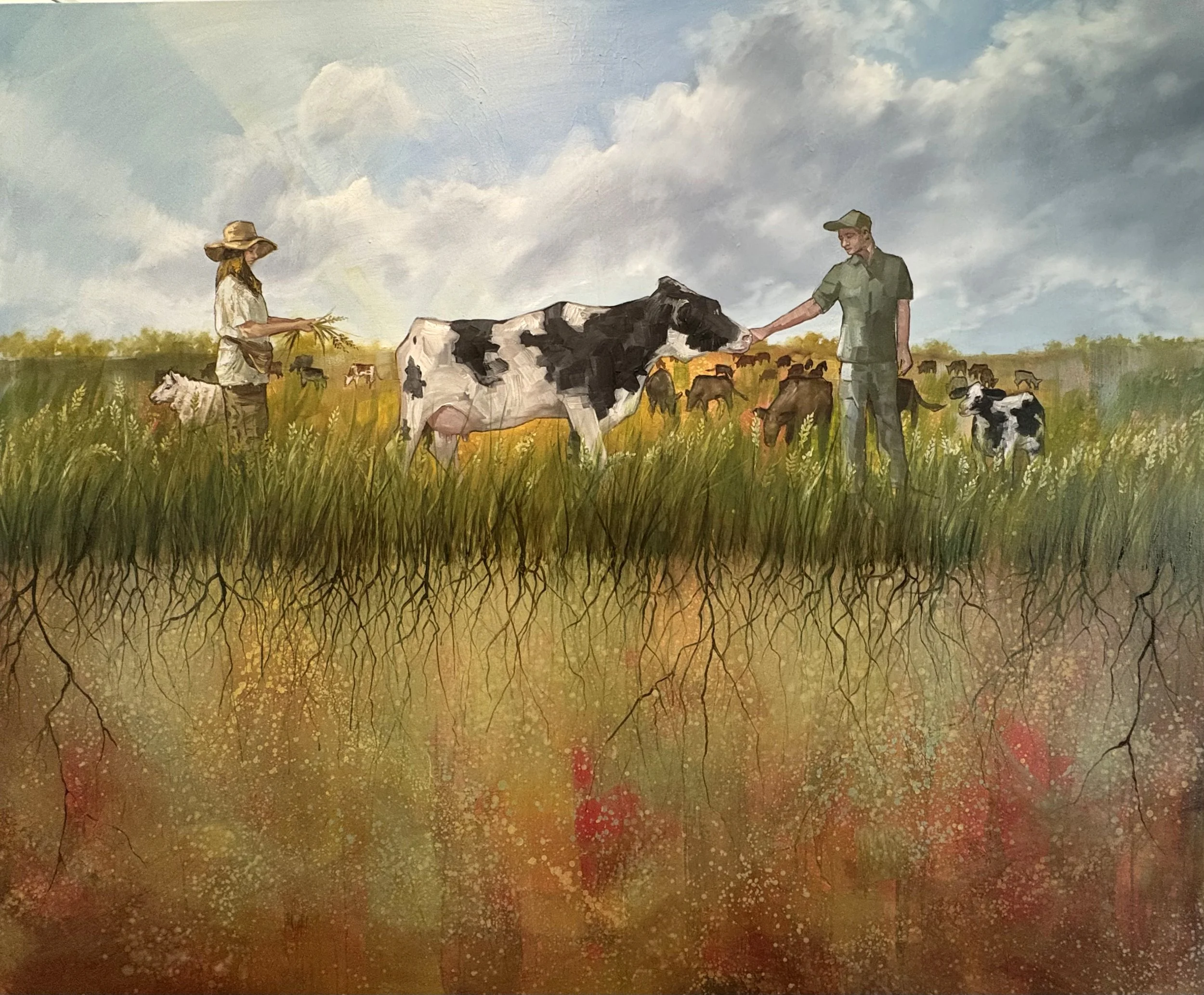 Cattle Grazing with Friends, 60X72