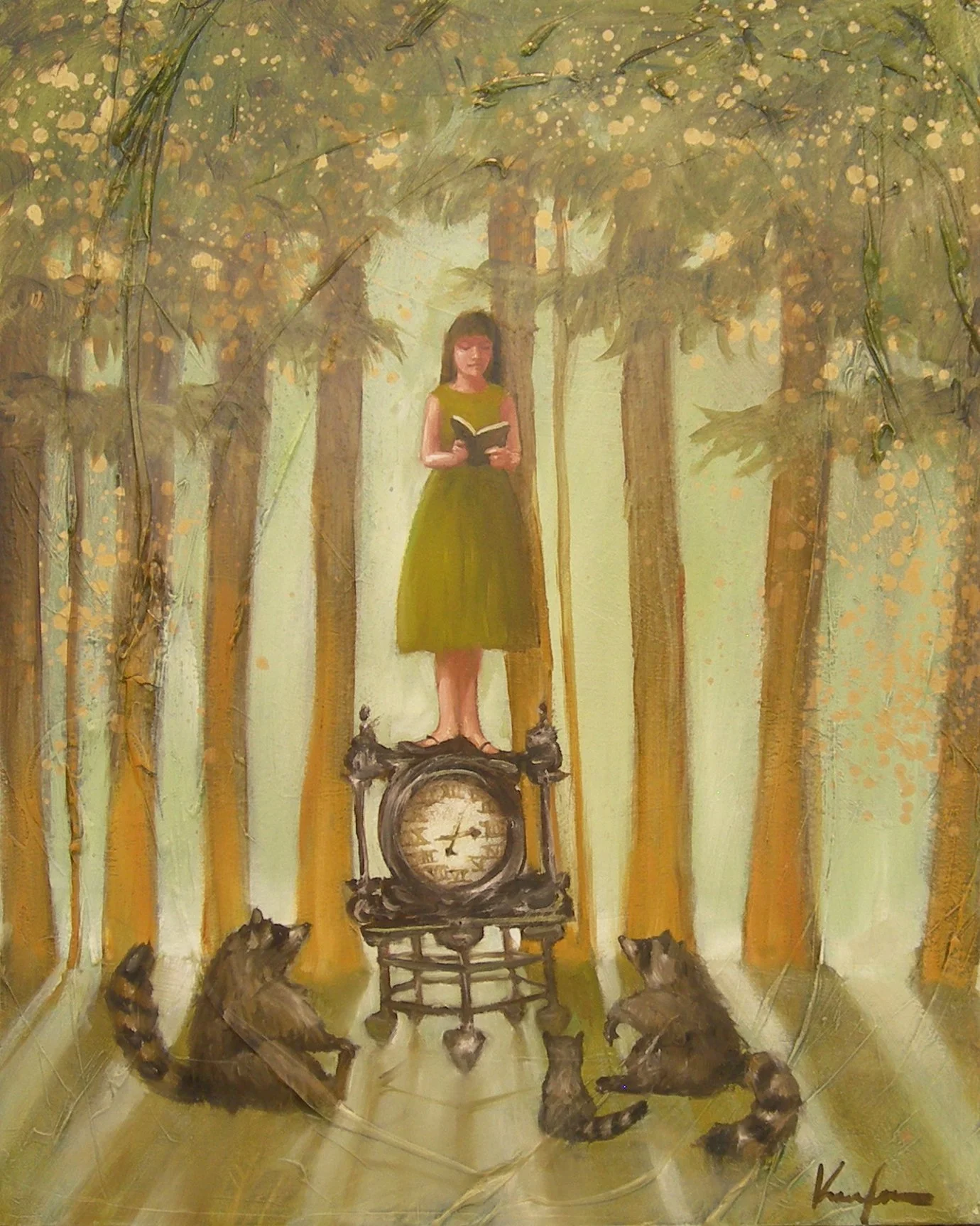 Storytime with Racoons, 24X30, SOLD