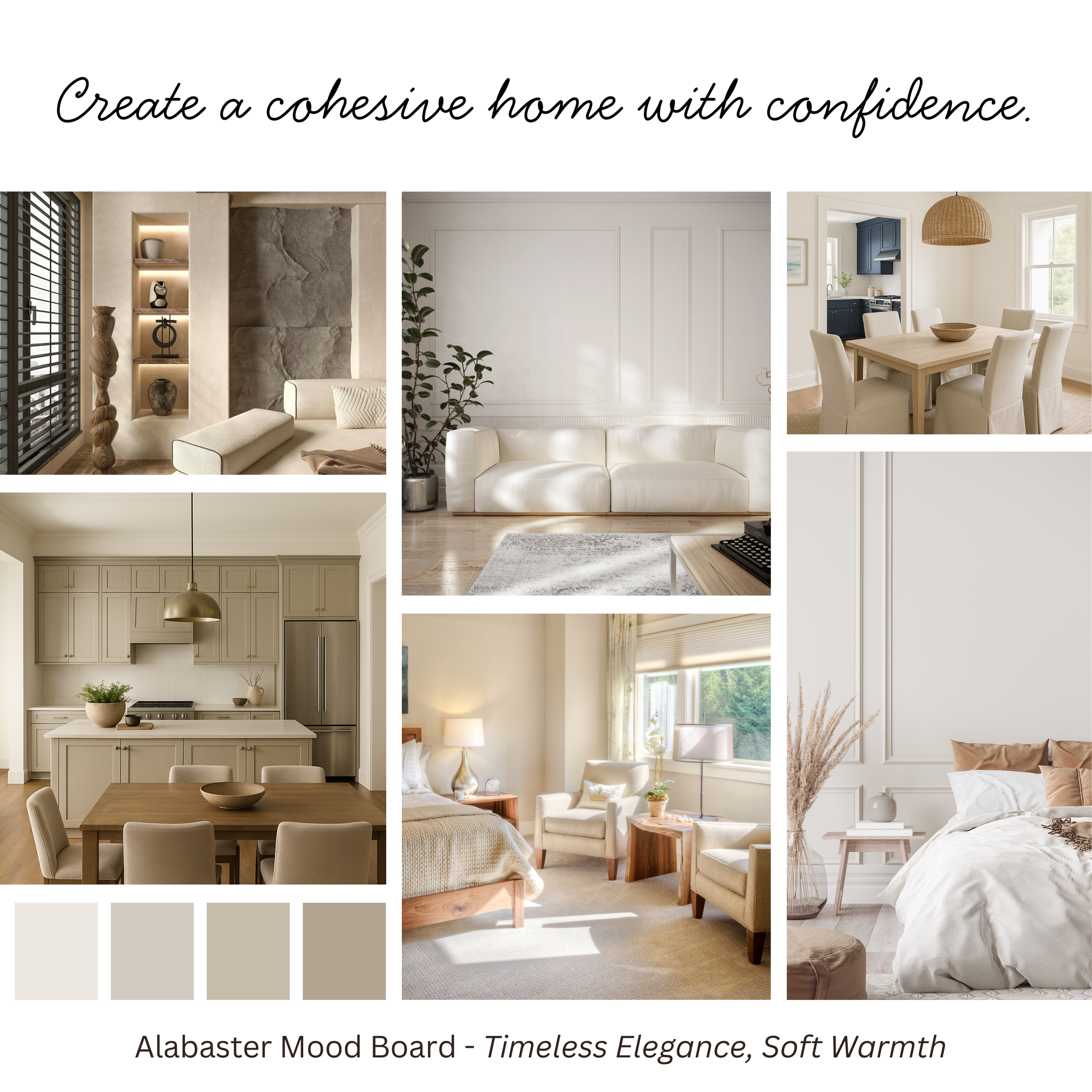 Alabaster SW 7008 Sherwin Williams Coordinating Paint Colours - Whole House Colour Palette