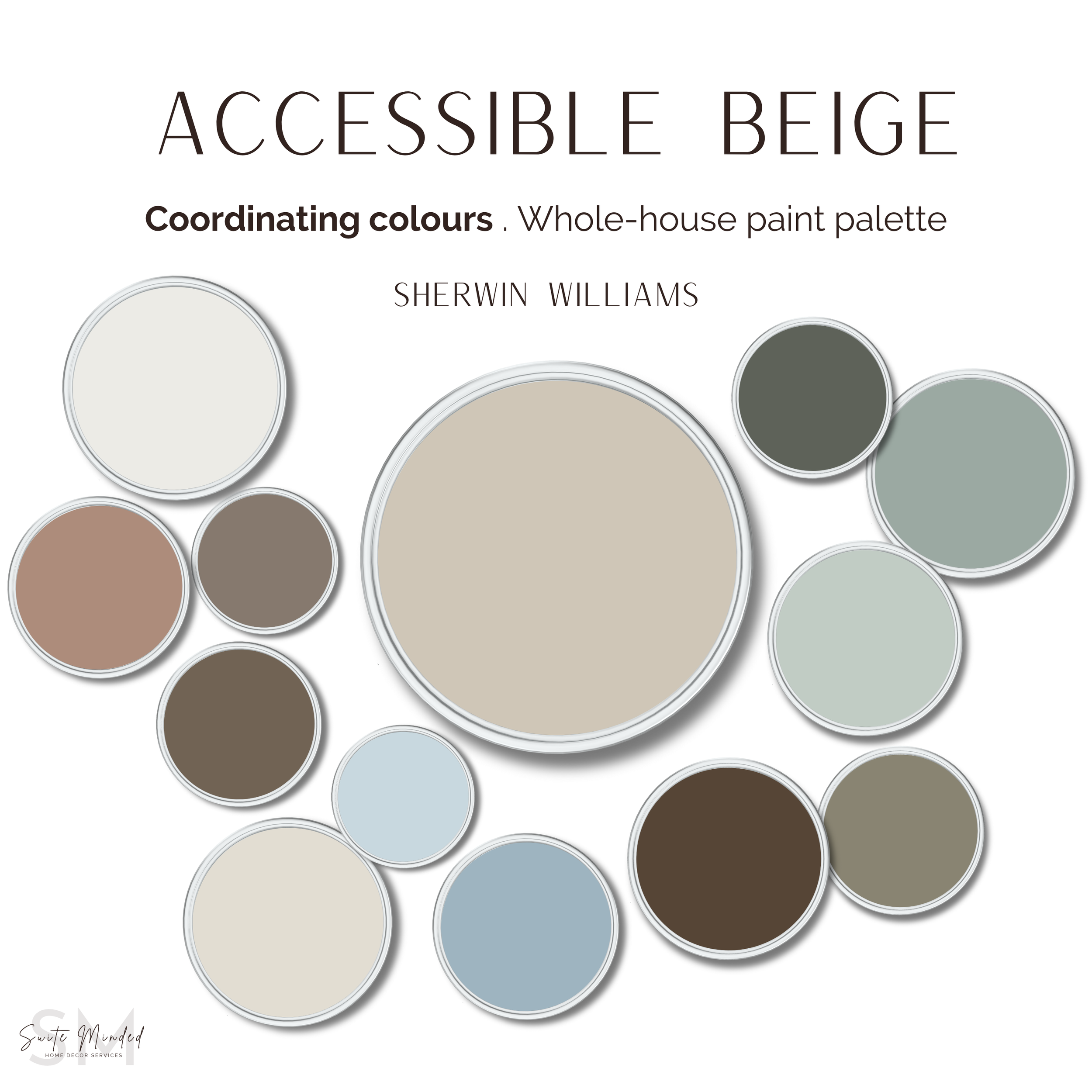 Accessible Beige SW 7036 by Sherwin Williams 12 coordinating paint colours - whole-house colour palettes