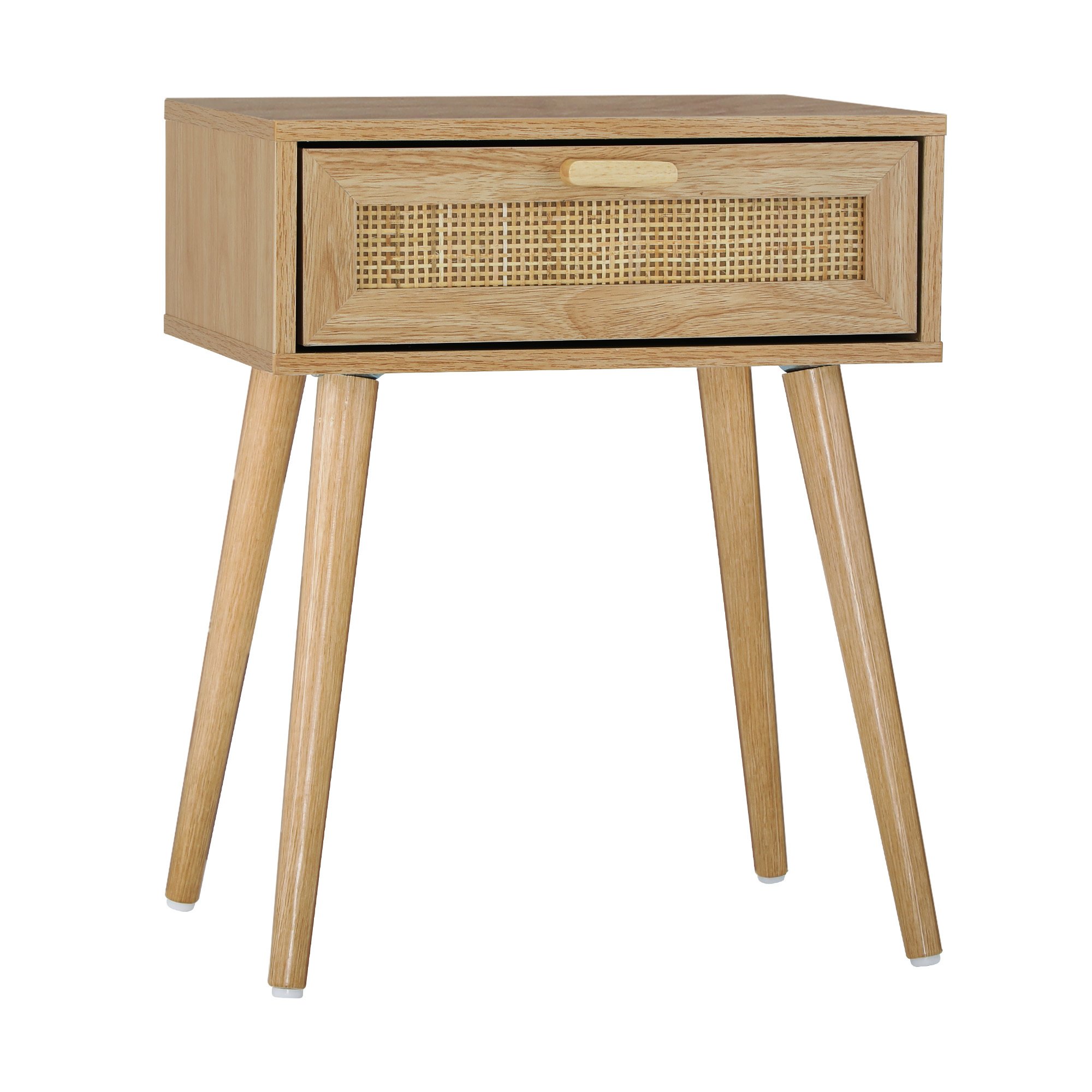 Wood and Rattan Bedside Table - Temple And Webster - $59.95