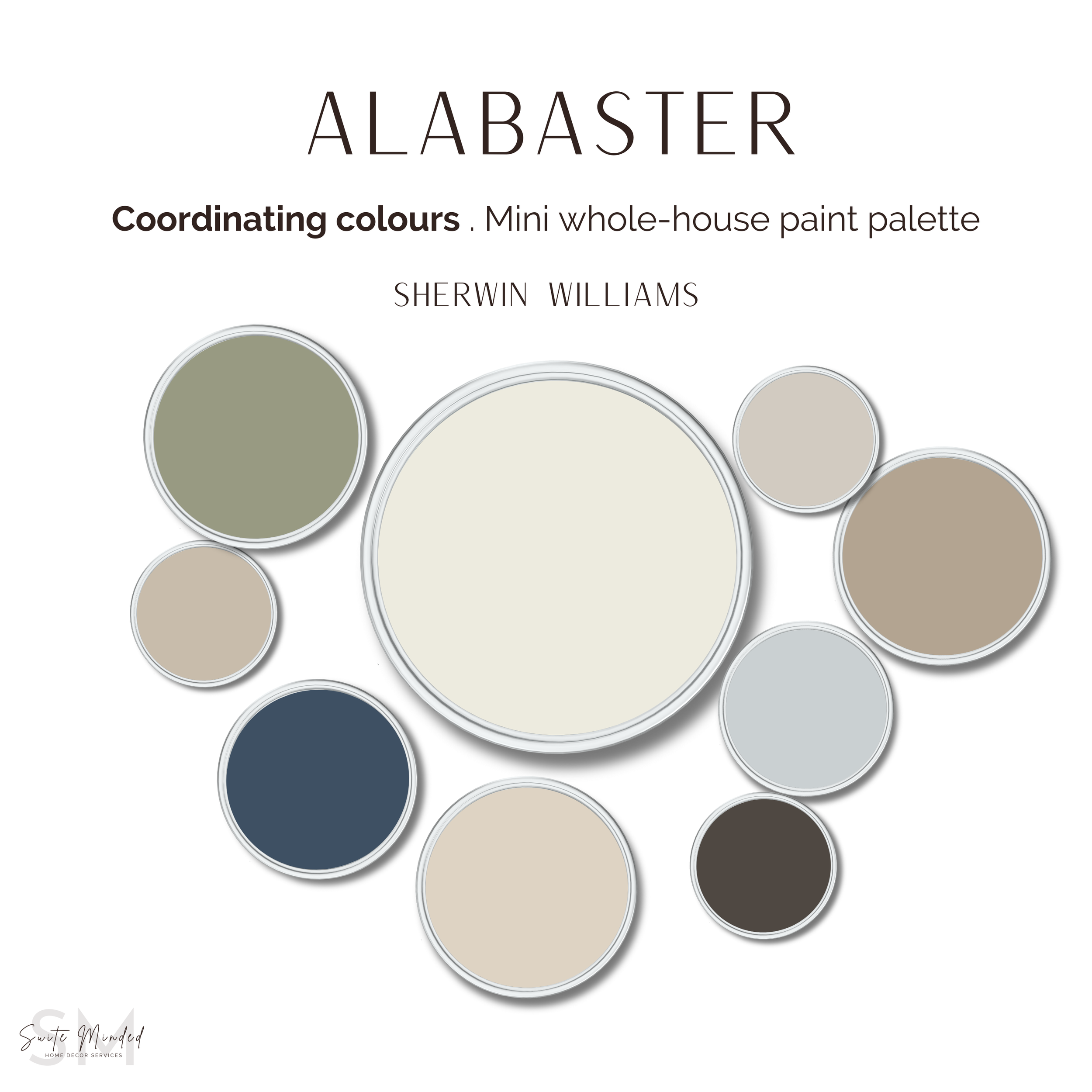 Alabaster SW 7008 Sherwin Williams Coordinating Paint Colours - Whole House Colour Palette