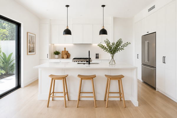 Kitchen with walls and cabinets in Dulux Vivid White