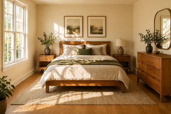 bedroom with sw natural linen walls