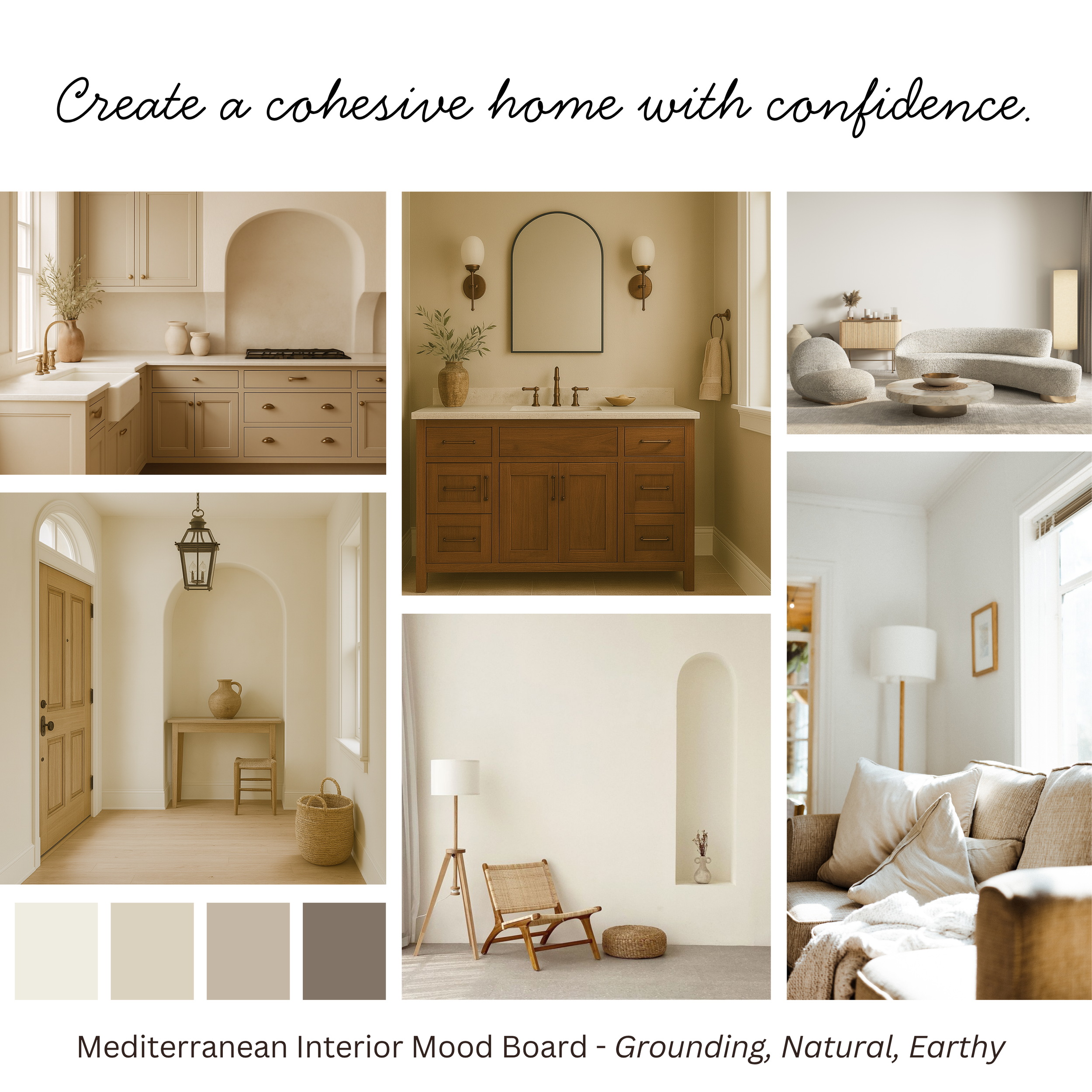 Mediterranean Interior Sherwin Williams 12 Coordinating Paint Colours - Whole House Colour Palette