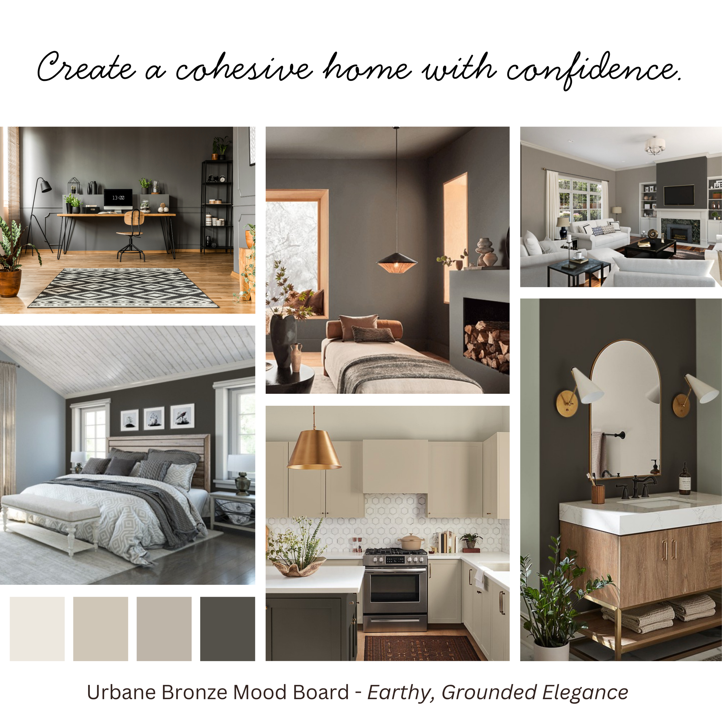 Urbane Bronze Sherwin Williams 12 Coordinating Paint Colours - Whole House Colour Palette