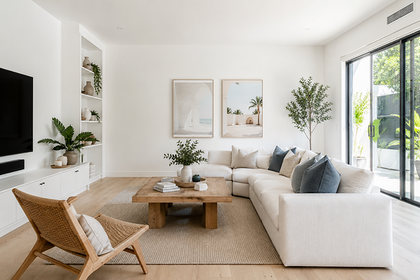 Living room with walls in Dulux Vivid White