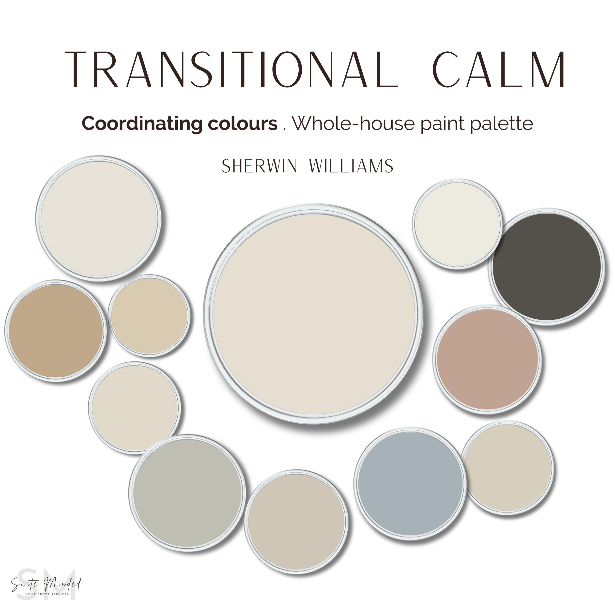 transitional calm whole house colour palette - sherwin williams paint colours