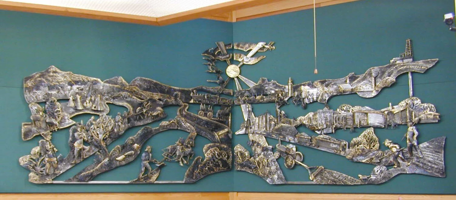 A History of Powell, WY - First National Bank of Powell, WY - Welded and Brazed Steel Relief - 5'x16'