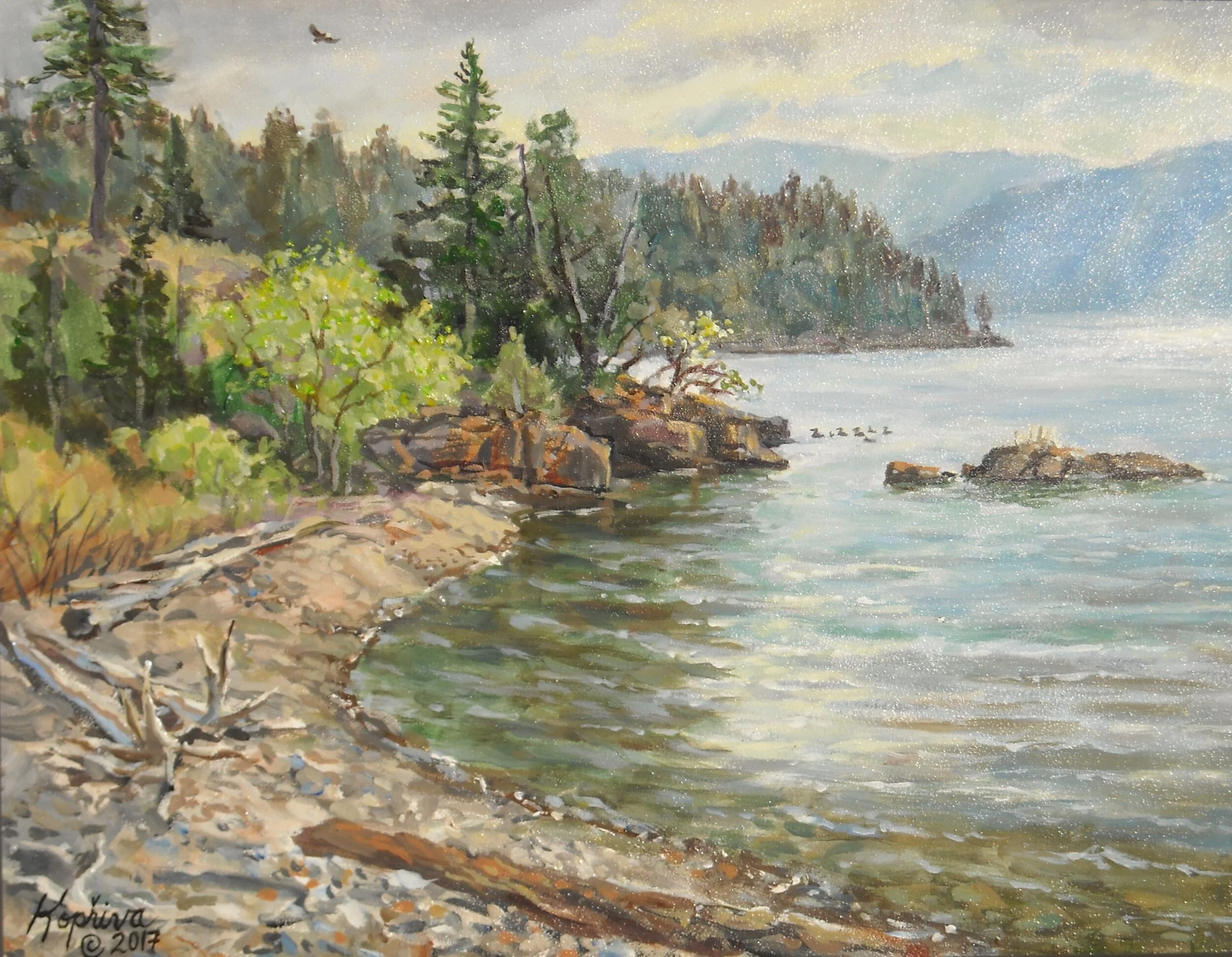Morning on Indian Point, Flathead Lake, MT 12"x16"
