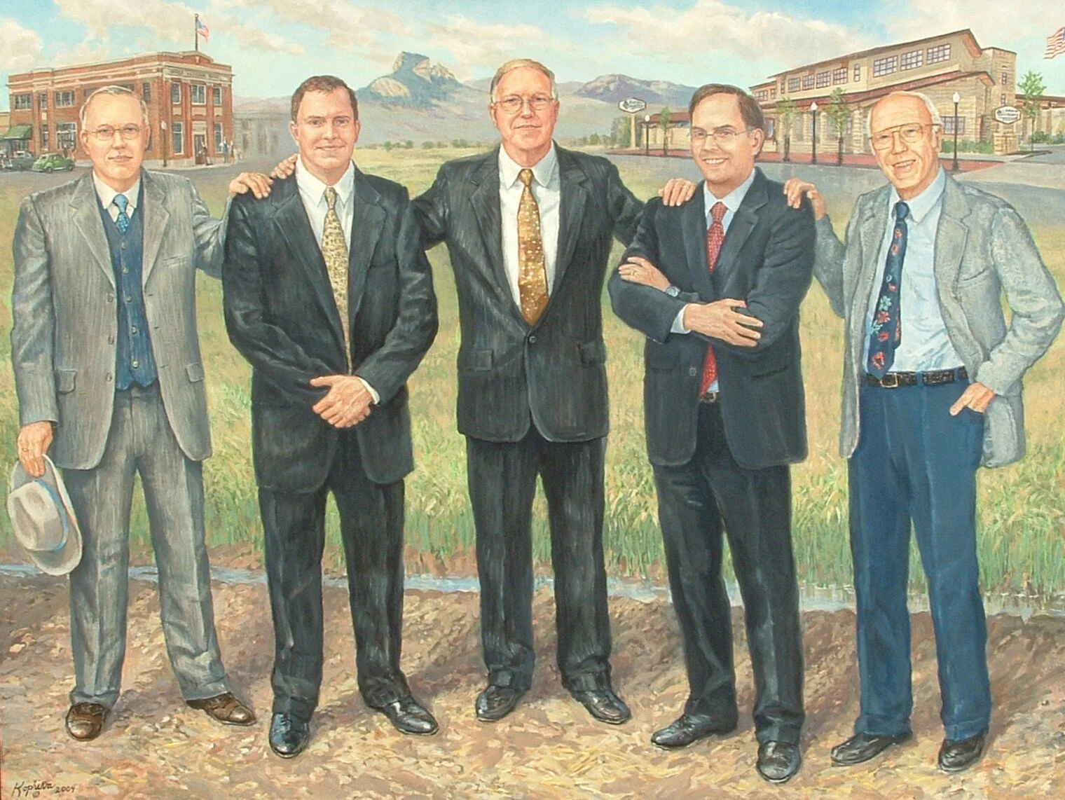 Four Generations of Nelson Bankers - First Bank of Powell - 36"x48"