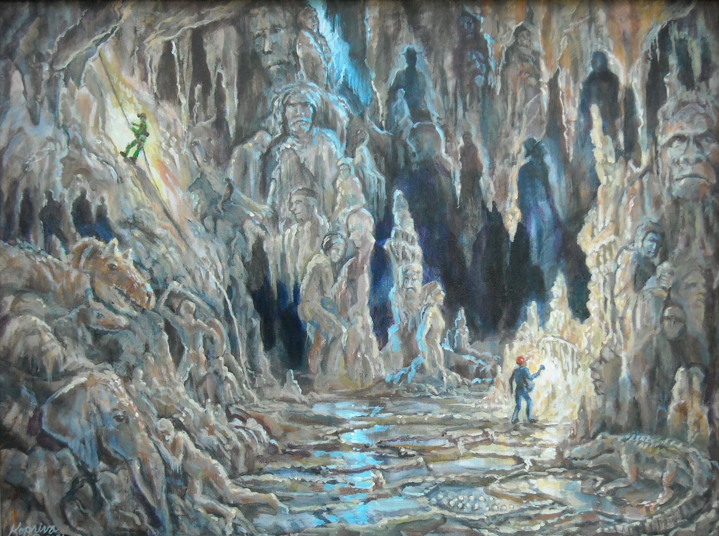 Plumbing the Depths A Caving Fantasy 18"x24"