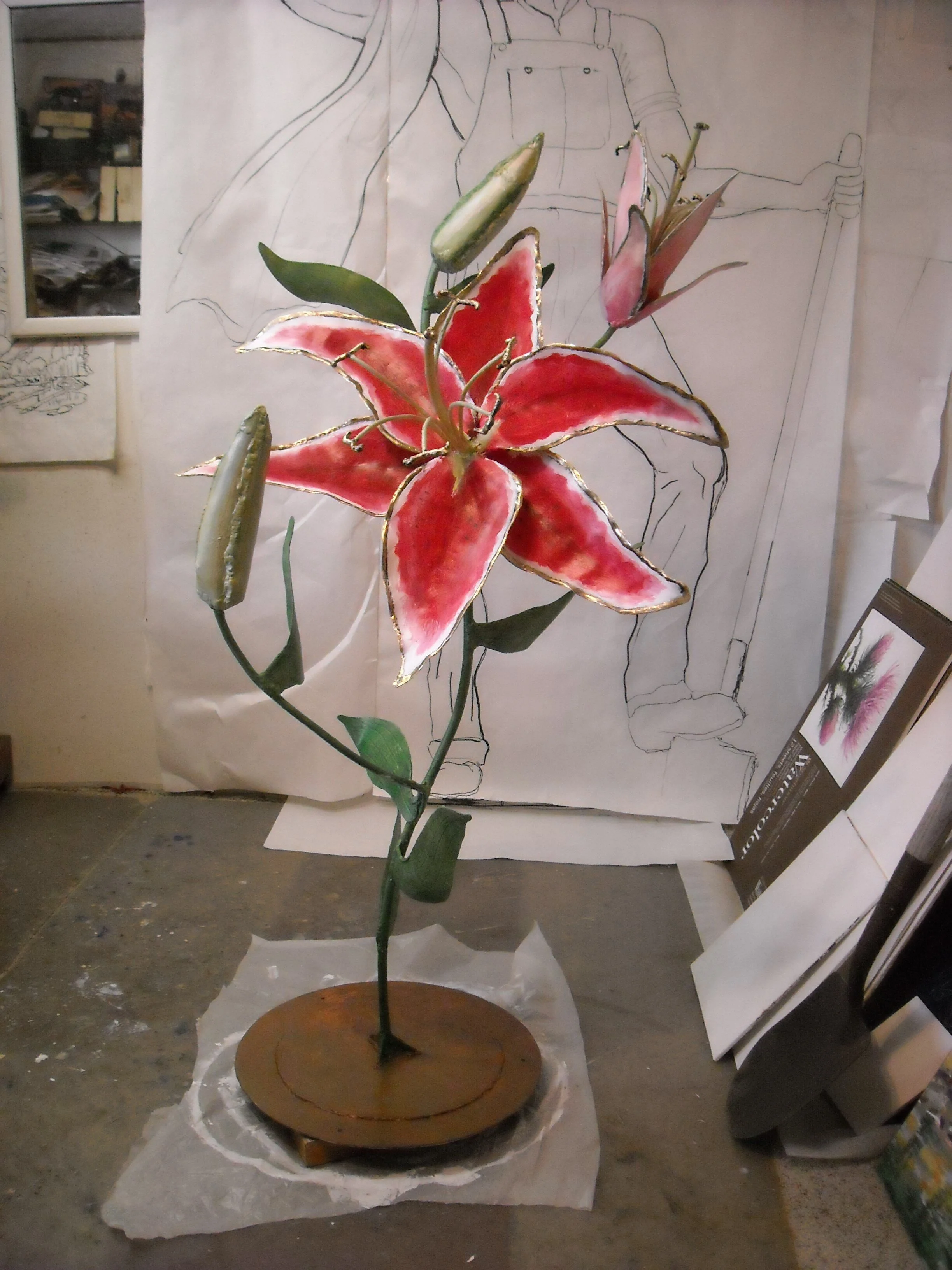 "Star Gazer Lily" - Painted Welded Steel 50"