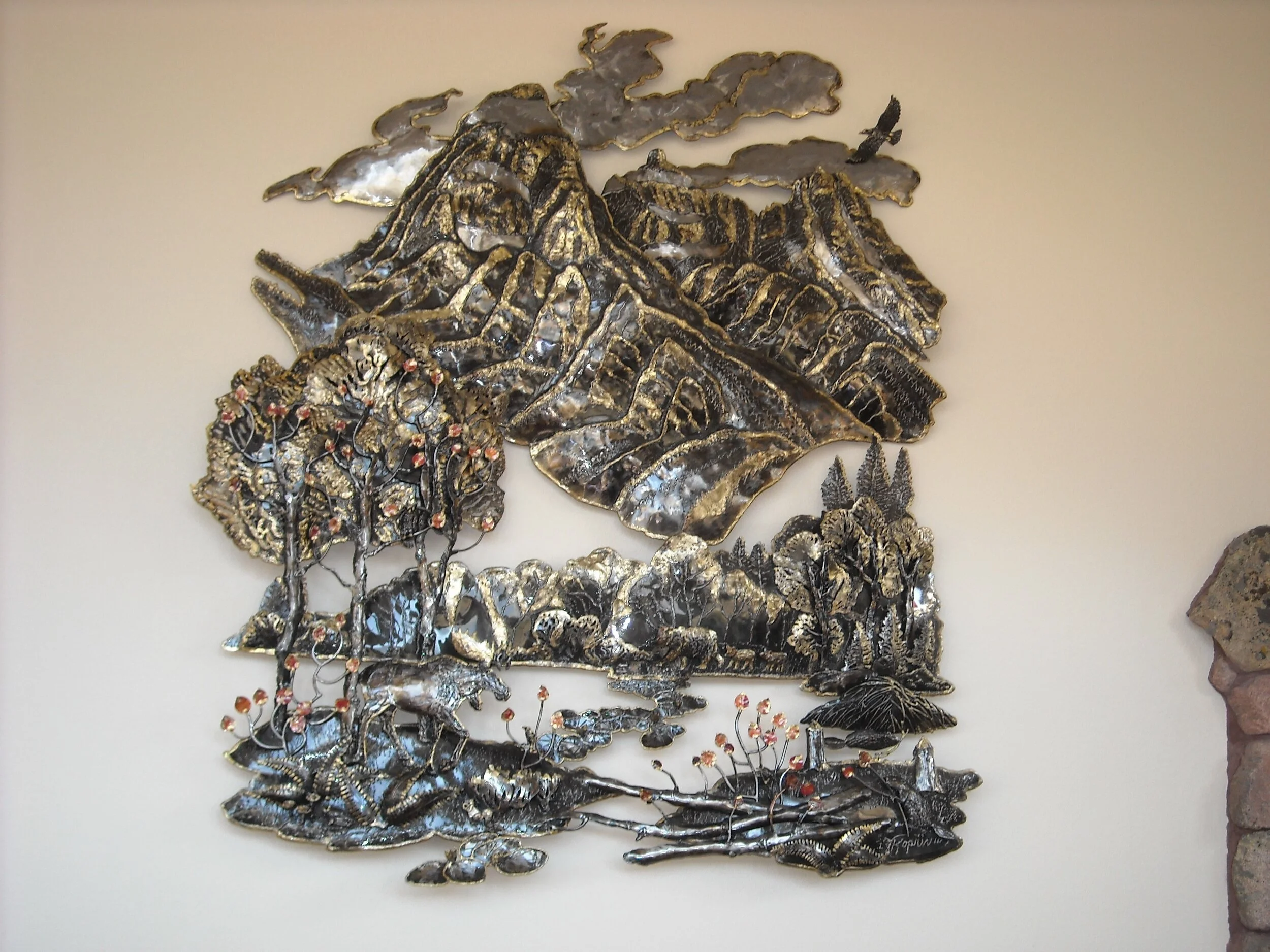 Grand Teton Steel Wall Relief - 48"x65"