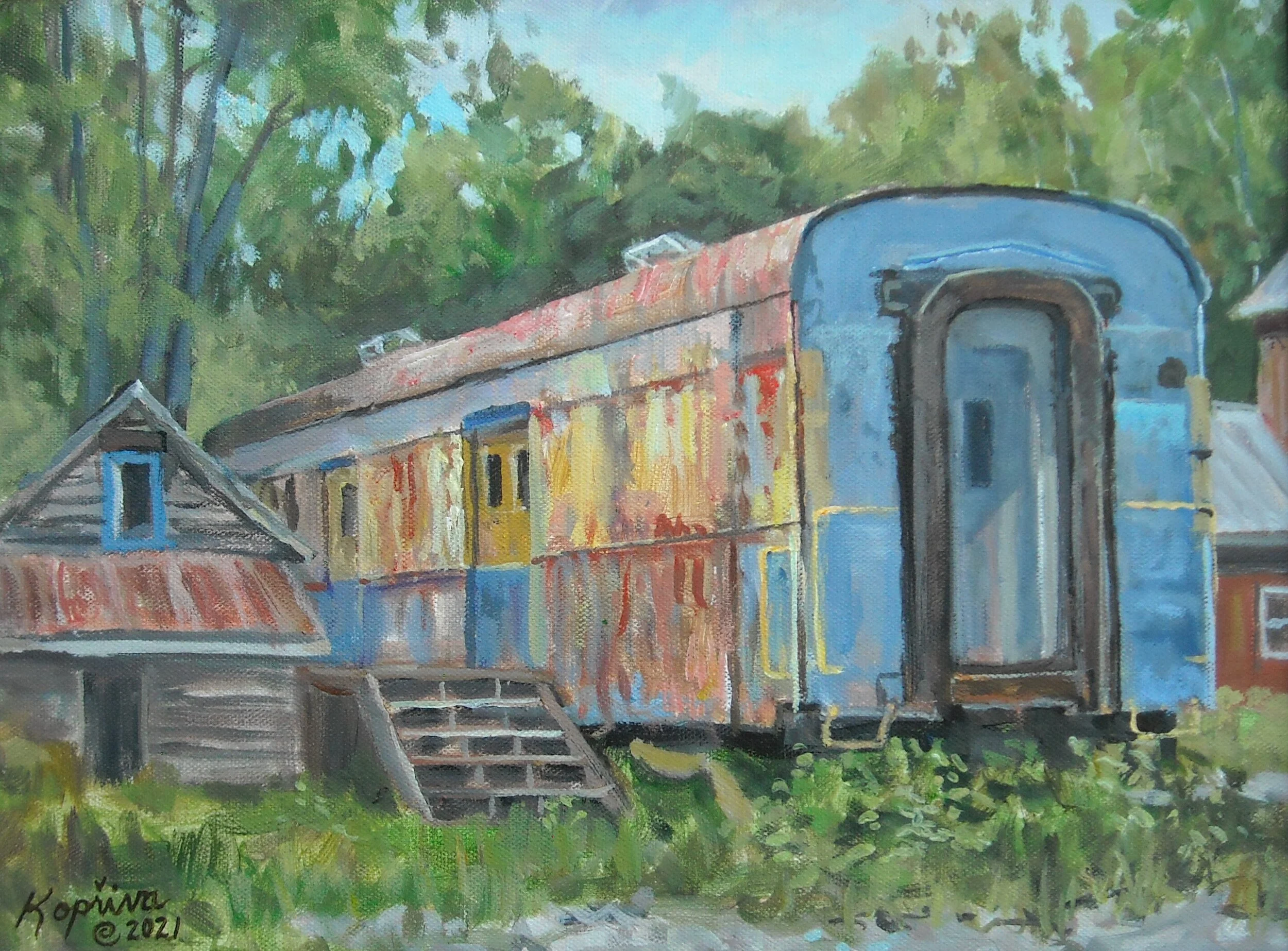 Old Alaska Passenger Car 12"x16"