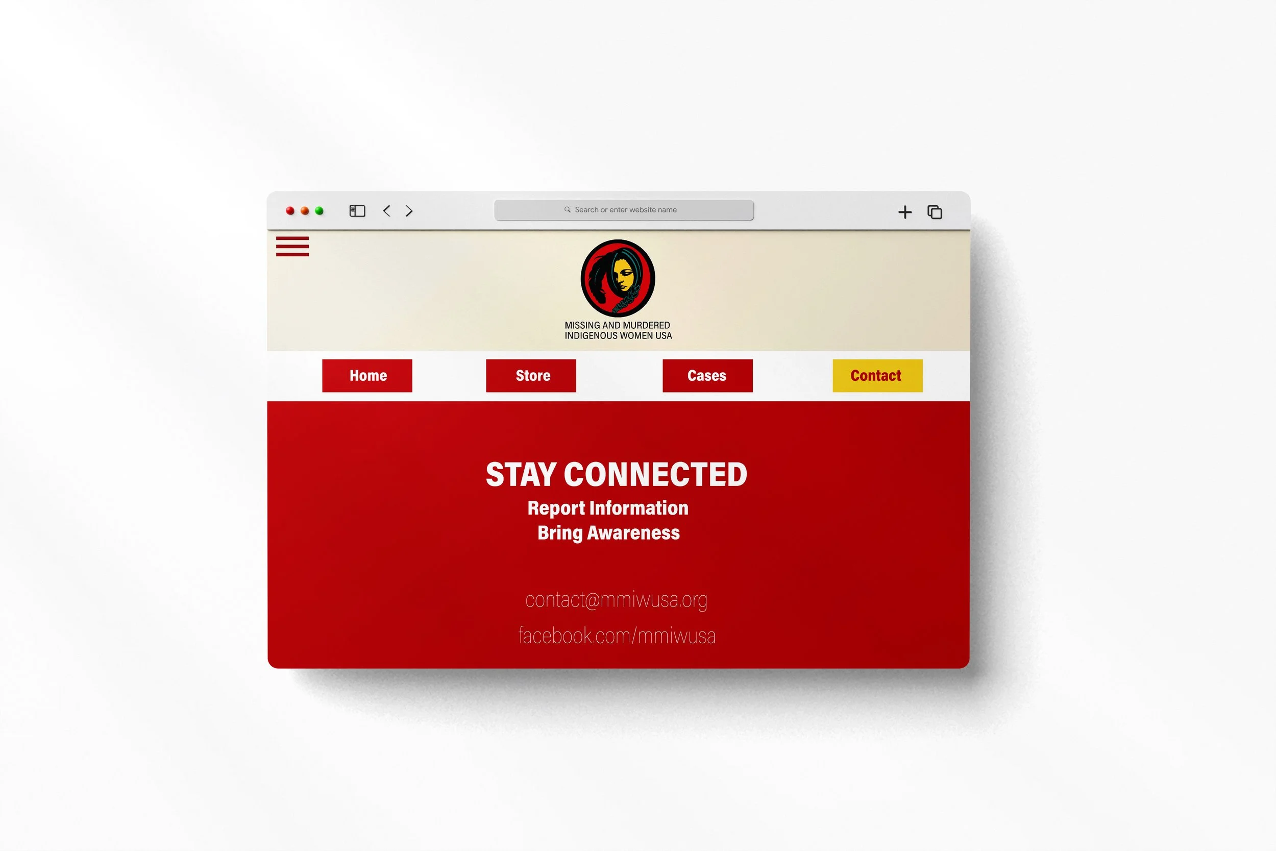 MMIW. org contact page. Website Design
