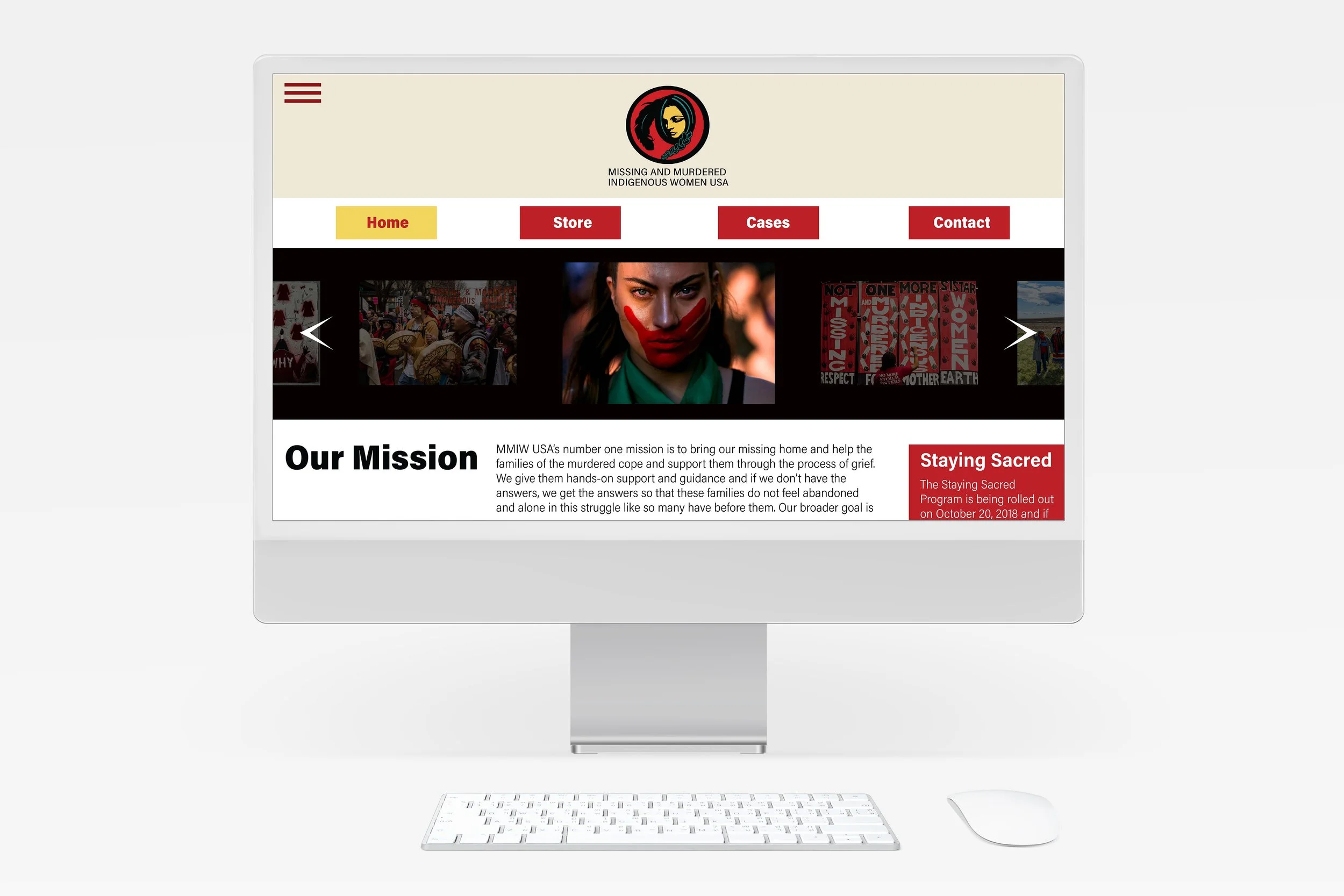MMIW.org homepage. Website Design