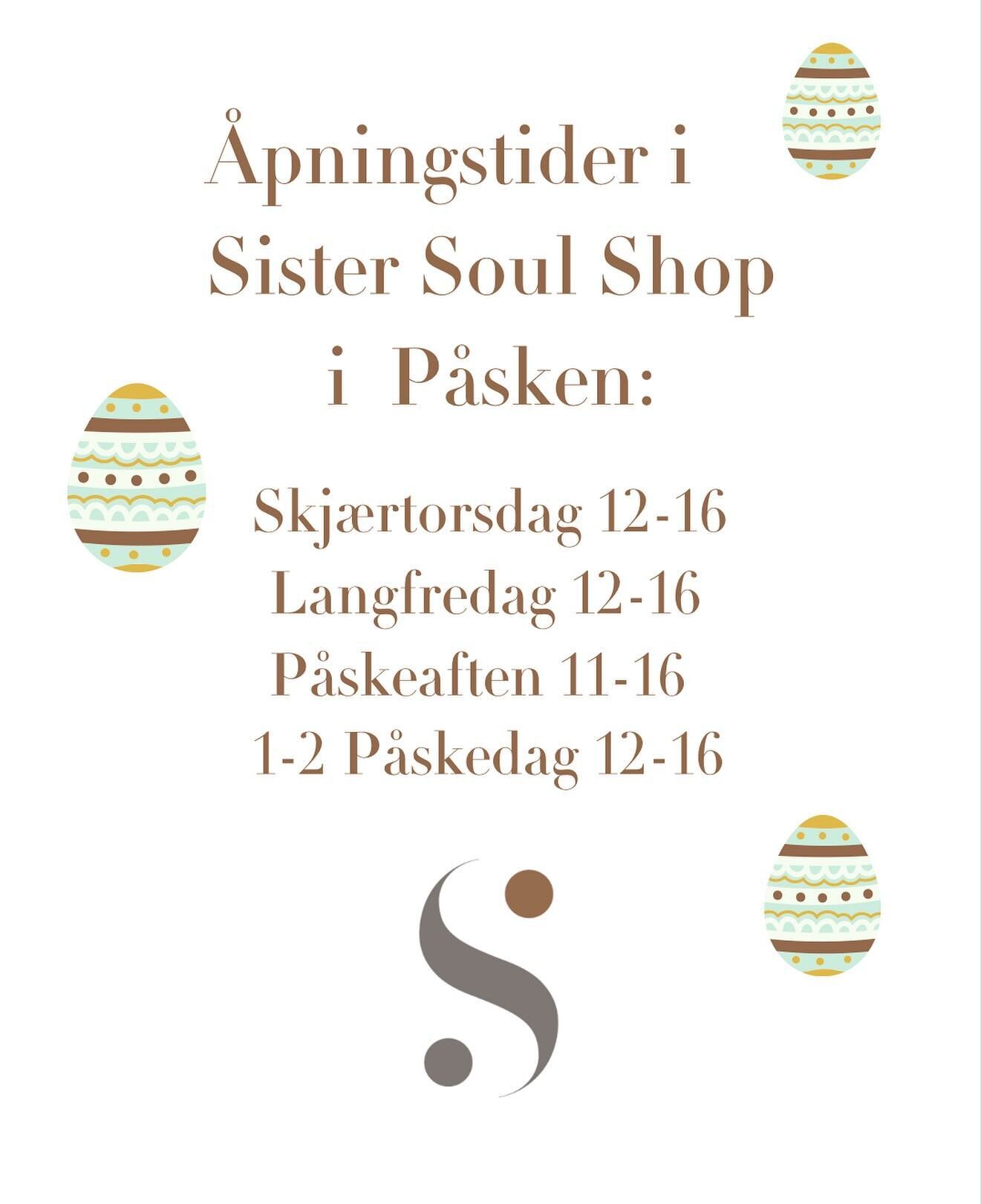 Vi har &aring;pent hele p&aring;sken 🐥🌸💛 
Velkommen til god p&aring;skestemning i Sister Soul Shop og i Gamlebyen 🙋🏼&zwj;♀️