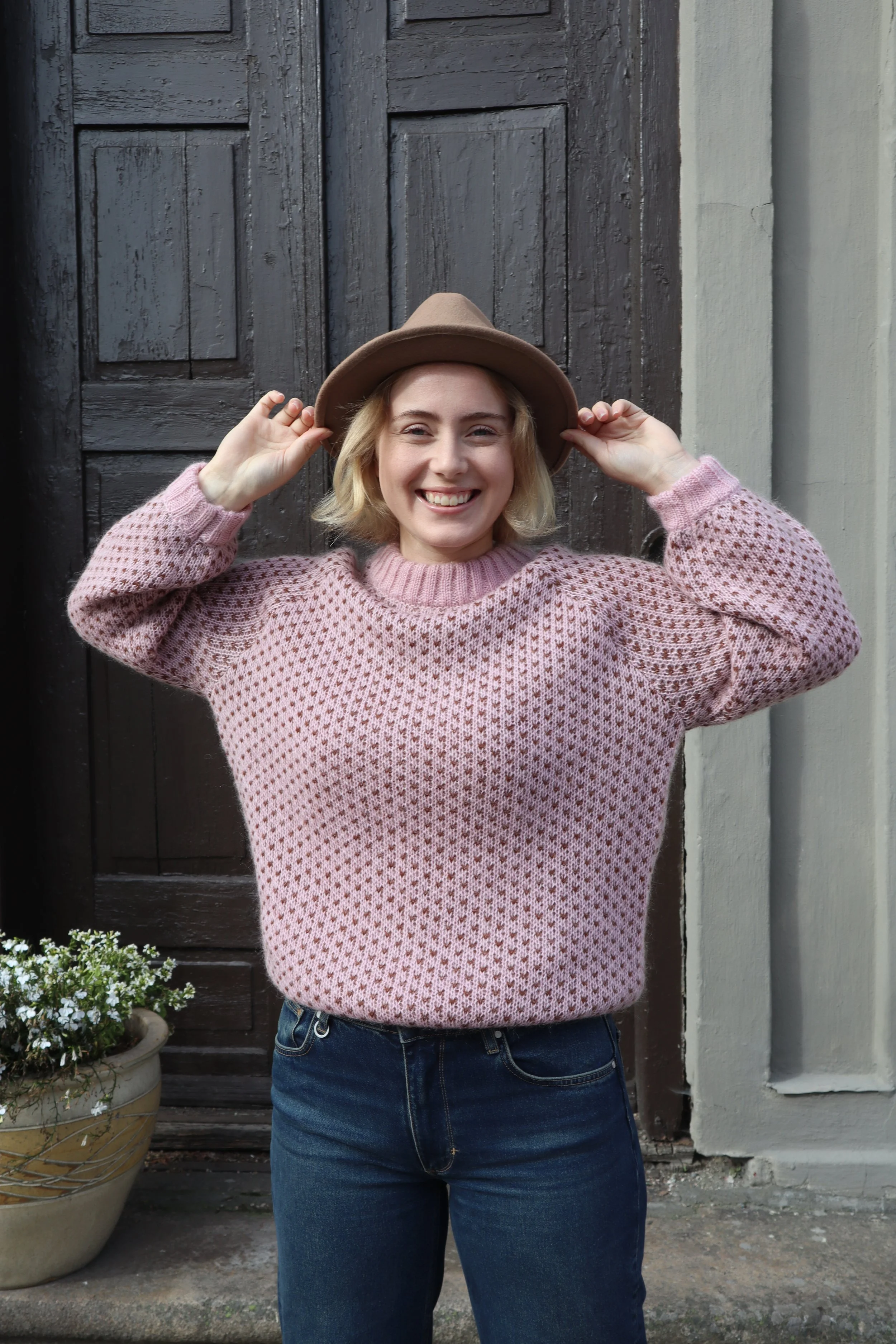 Maja knit rosa og brun 5.JPG