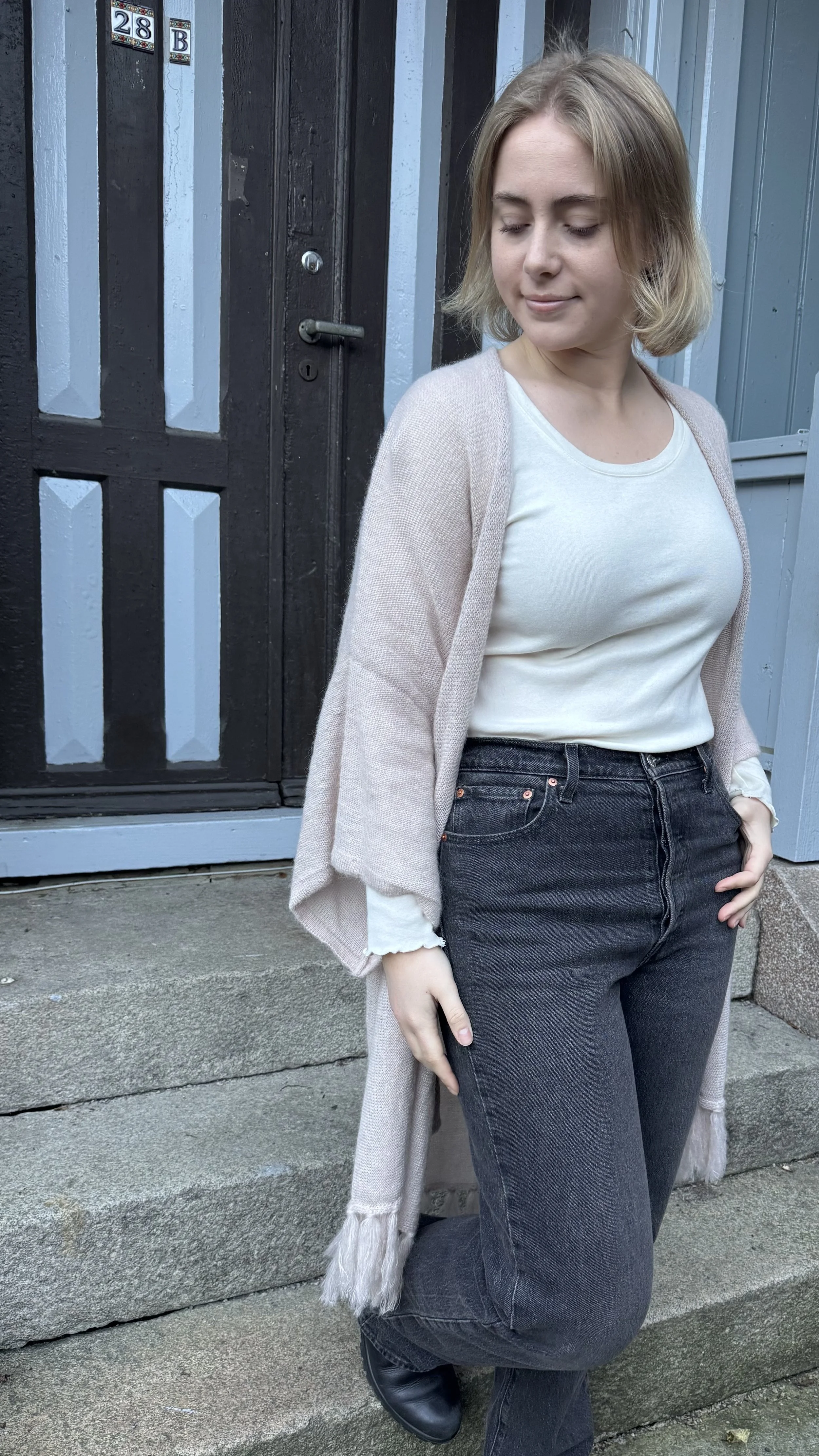 Ravn sjalsjakke lys beige