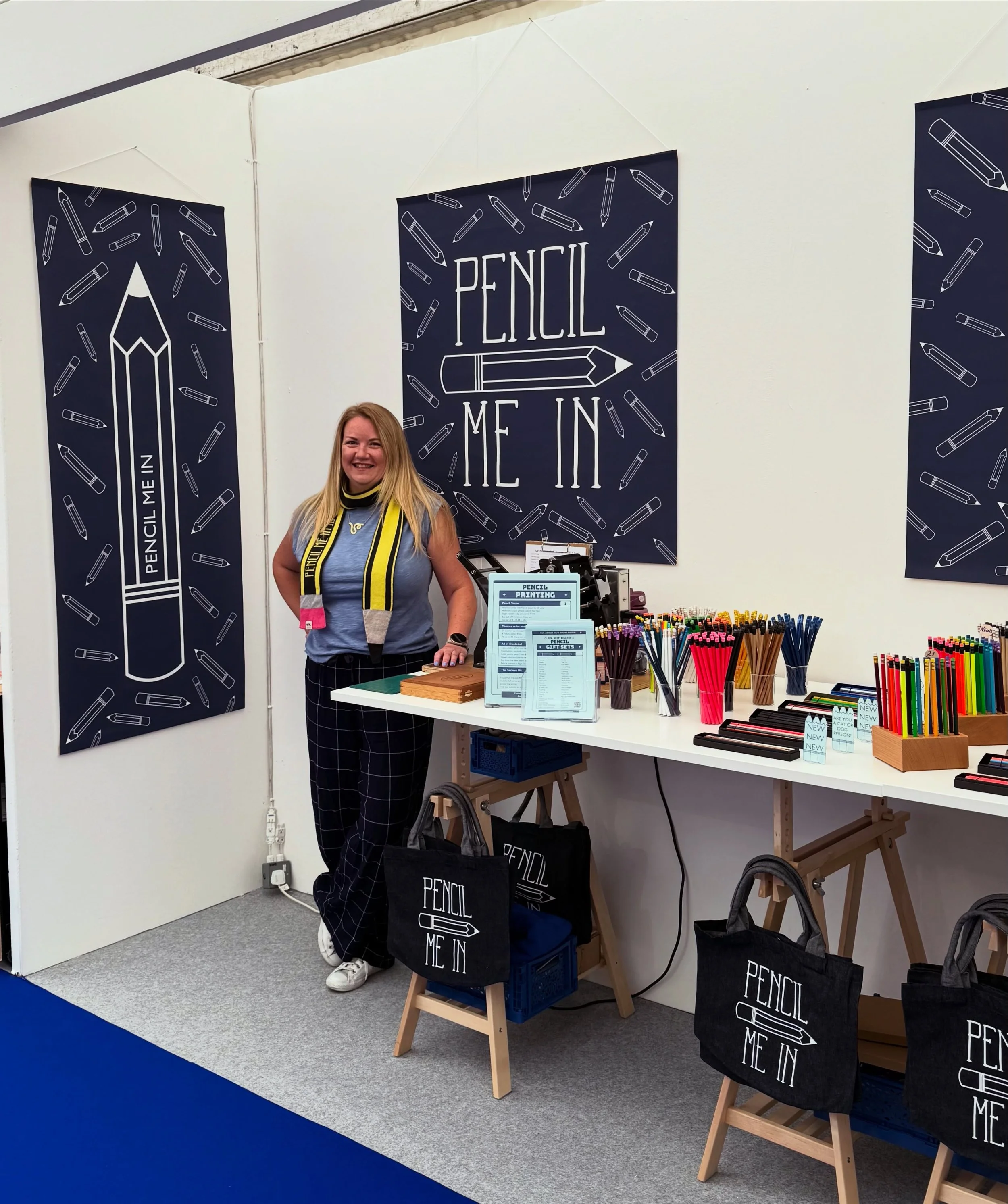 HELLO from @homeandgiftharrogate DP4-A01 &bull; it&rsquo;s a hot and busy one so far. If you&rsquo;re at the show pop past for a pencil ✏️ can&rsquo;t wait to see you ✏️