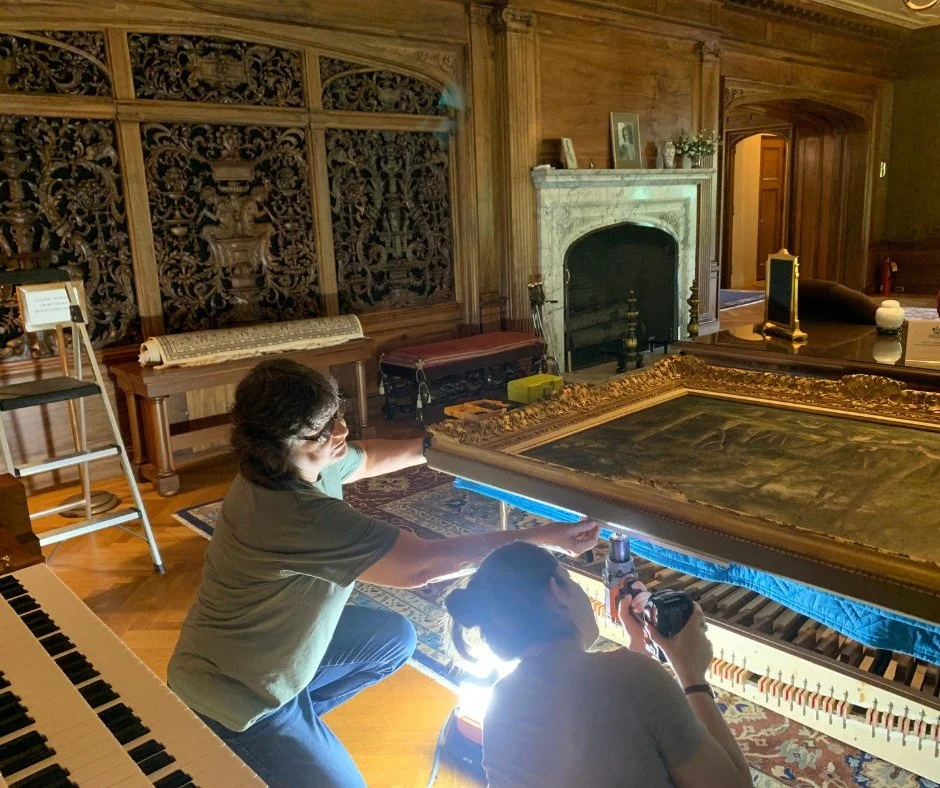 Two of our rock star staff members recently installed the light that is now over the large painting in the Living Room.

#FairLane #HistorcHome #HistoricRestoration #Dearborn
