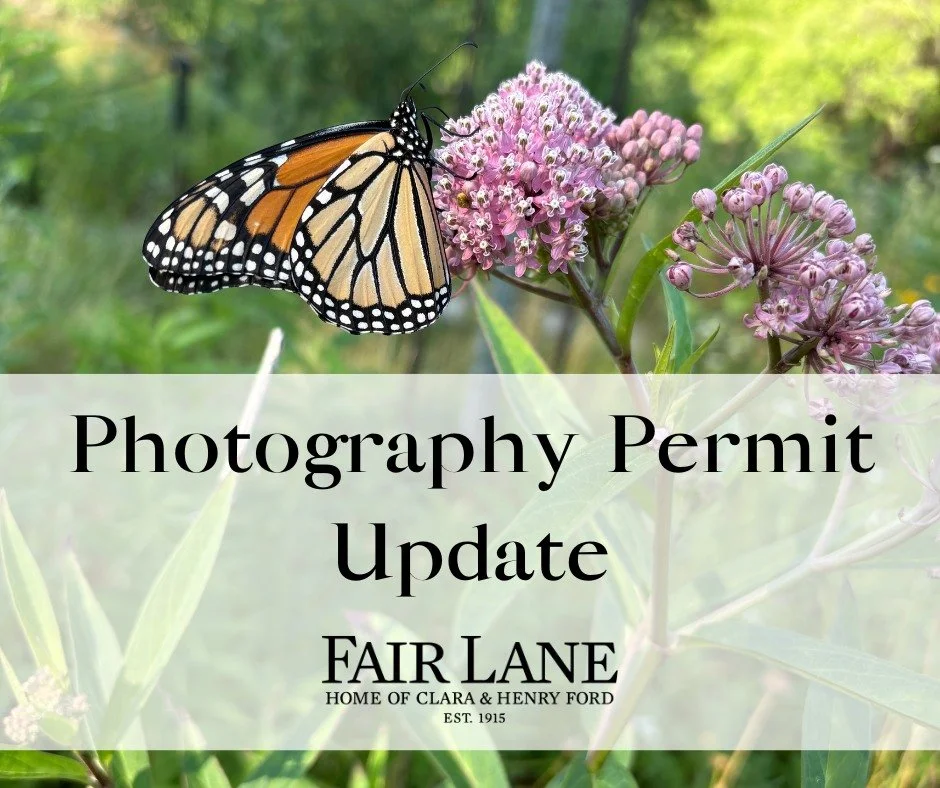 Photography program update: The 2025 Photography sessions are now closed.

We will begin accepting reservations for the 2026 season beginning April 1, 2026. 

Please note: we are unable to hold future dates at this time.

#FairLane #Dearborn #Histori
