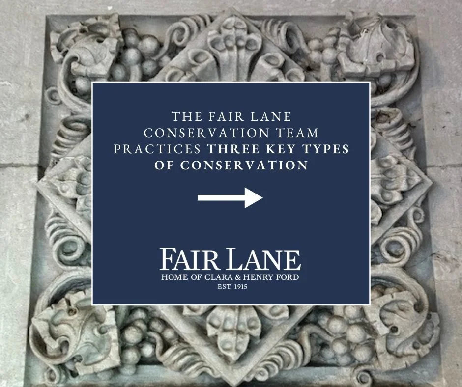 Did you know #FairLane has a full in-house Conservation Team dedicated to preserving and restoring the estate&rsquo;s architecture and historic artifacts?
ㅤ
Meet our talented team:
✨ Mo, Associate Conservator
🔧 Caroline, Conservator
🪵 Tamsen, Head 