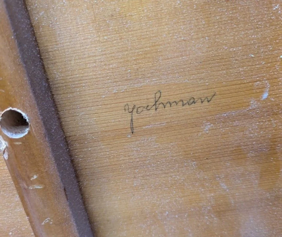 Steinway Piano Conservation Update:
@pianocraftersmichigan is doing a stellar job with this conservation project, and it shows (swipe to see some cool, in-progress photos):

Photo 1: Signature
Photo 2: Stamped maker's date
Photo 3: Testing leg stabil