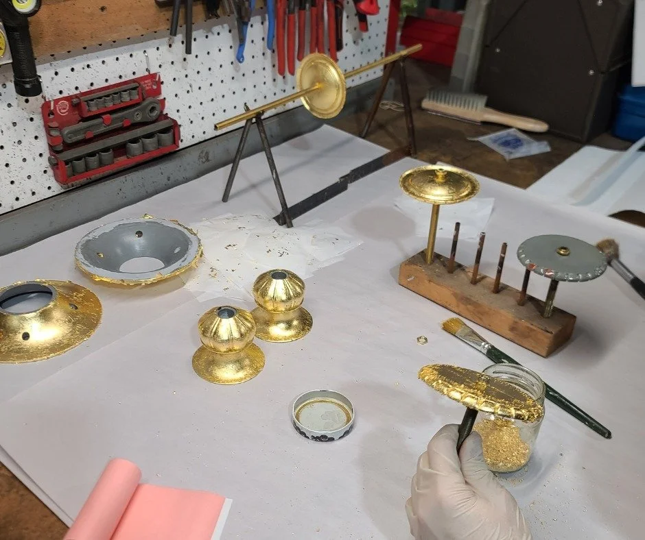 We are loving these in-process photos of our second-floor hallway chandeliers. Heritage Metalworks is our partner in this project, and they are doing a spectacular job! Tamsen, our Head of Conservation, sent Heritage Metalworks images, dimensions, an