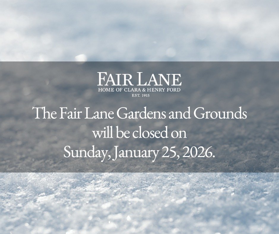Due to the weather and cold temperatures, the Fair Lane Gardens and Grounds will be closed on Sunday, January 25, 2026.
ㅤ
Thank you and stay warm!
ㅤ
#FairLane #Dearborn
