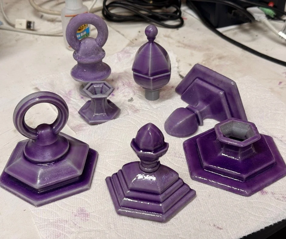 We're happy to share an update on the light fixtures for Edsel's bedroom:
ㅤ
Originally crafted by Sterling Bronze, Edsel&rsquo;s six wall sconces and chandelier were silver, as confirmed by historic receipts. Using archival photographs to guide preci