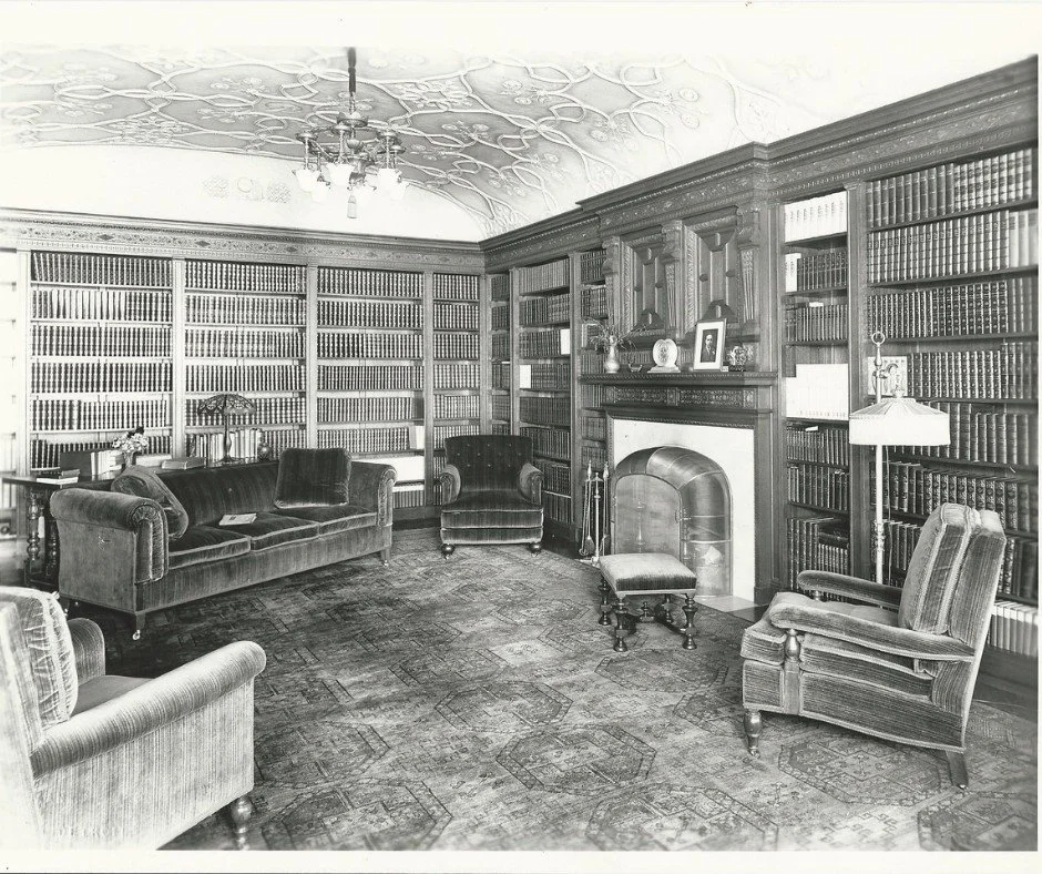 In honor of #NationalLibraryWeek, we'd like to spotlight the restoration work done in the Library:
ㅤ
The rose-and-thistle plaster ceiling was removed from an English manor house and shipped to Fair Lane in six pieces after Clara and Henry saw it on t