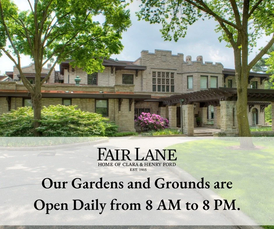 Summertime is officially here, and we are excited to announce that we've extended our hours!
ㅤ
Fair Lane's Gardens and Grounds are open daily from 8 AM to 8 PM, now until Labor Day.
ㅤ
#FairLane #FairLaneGardensAndGrounds #Dearborn #HistoricHome