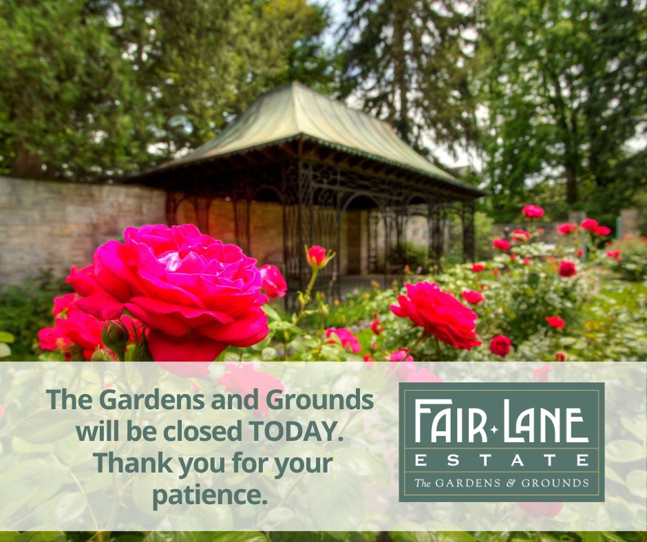 Friendly Reminder: We're busy preparing for one of our biggest events of the year, which helps support the restoration and future of Fair Lane Estate. This means our Gardens and Grounds will be closed to the public Monday, August 24, through Thursday