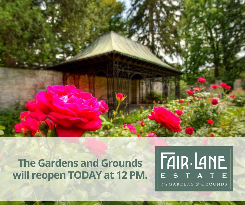 Friendly Reminder: We're busy preparing for one of our biggest events of the year, which helps support the restoration and future of Fair Lane Estate. This means our Gardens and Grounds will be closed to the public Monday, August 24, through Thursday