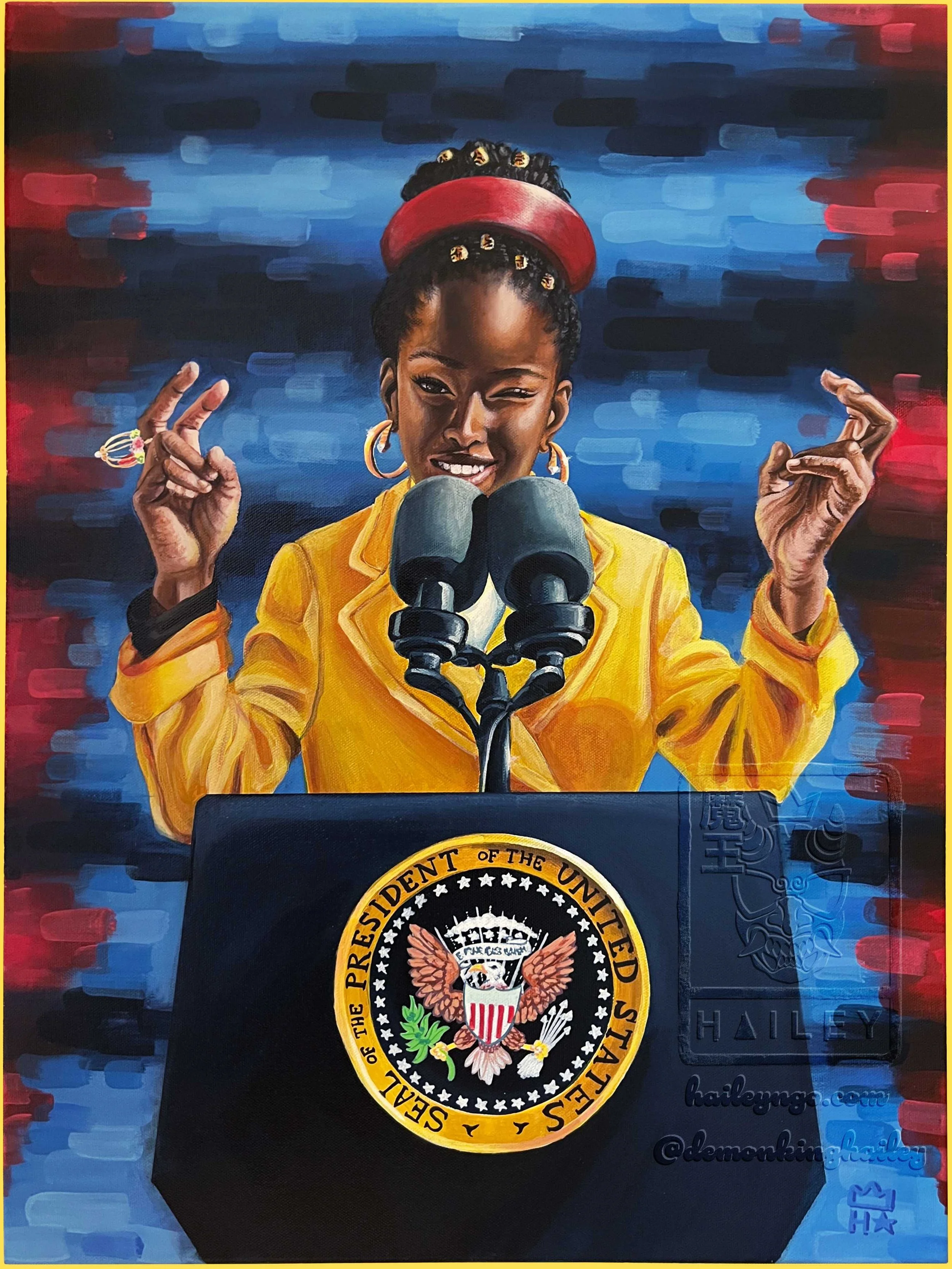 Amanda Gorman, 2026, Acrylic, 18" x 24"
