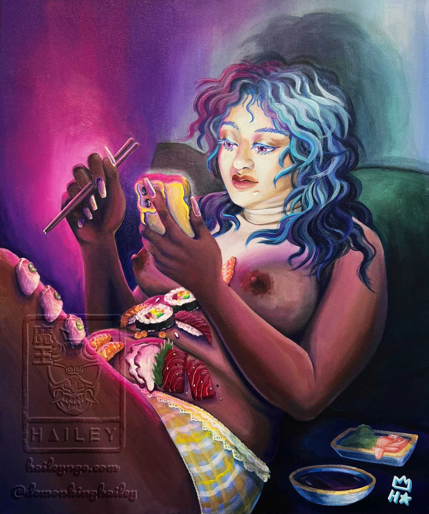 Auto-Nyotaimori, 2026, Acrylic, 20" x 24"